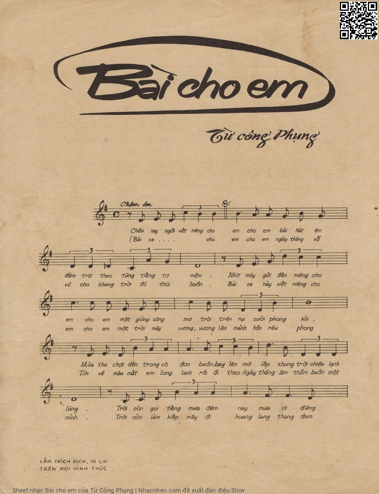 Page 2 of Sheet music PDF Bài cho em - Từ Công Phụng