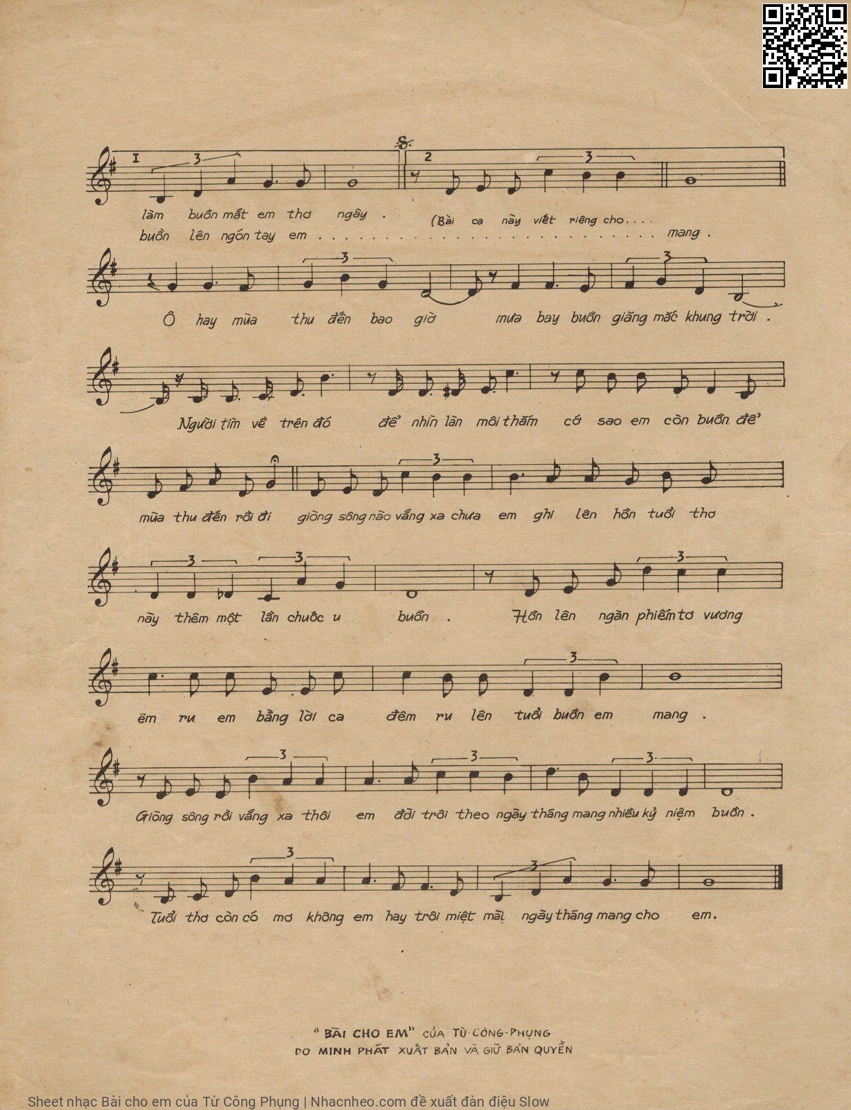 Page 3 of Sheet music PDF Bài cho em - Từ Công Phụng