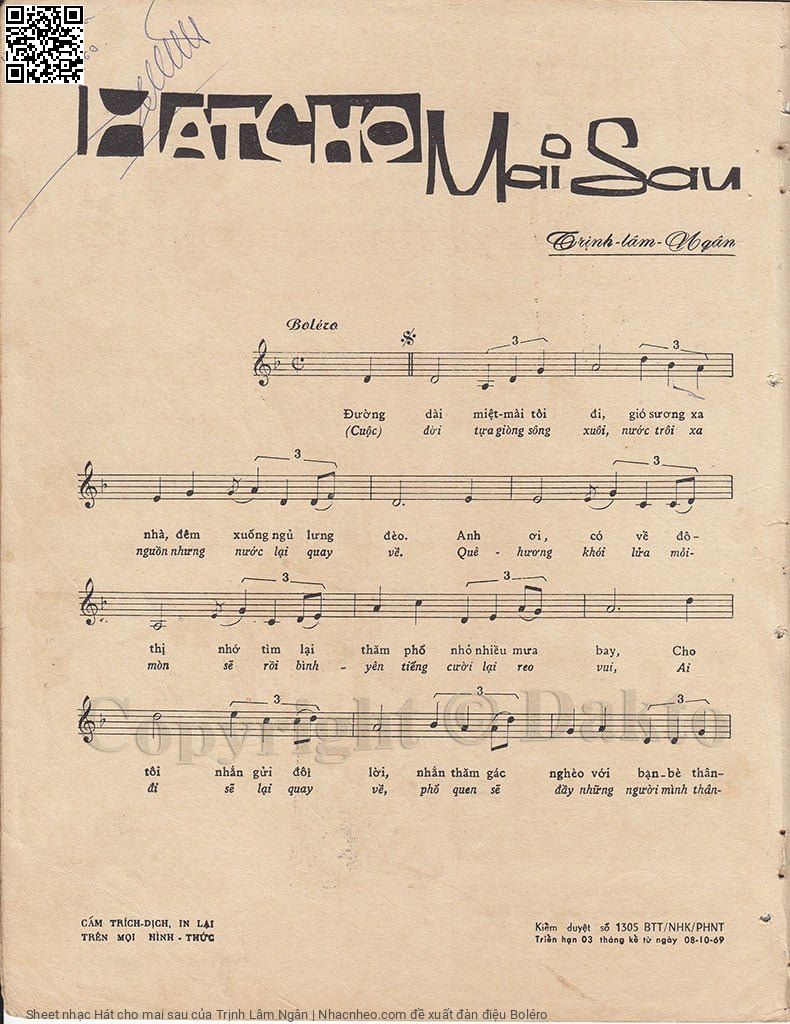 Page 2 of Sheet music PDF Hát cho mai sau - Trịnh Lâm Ngân