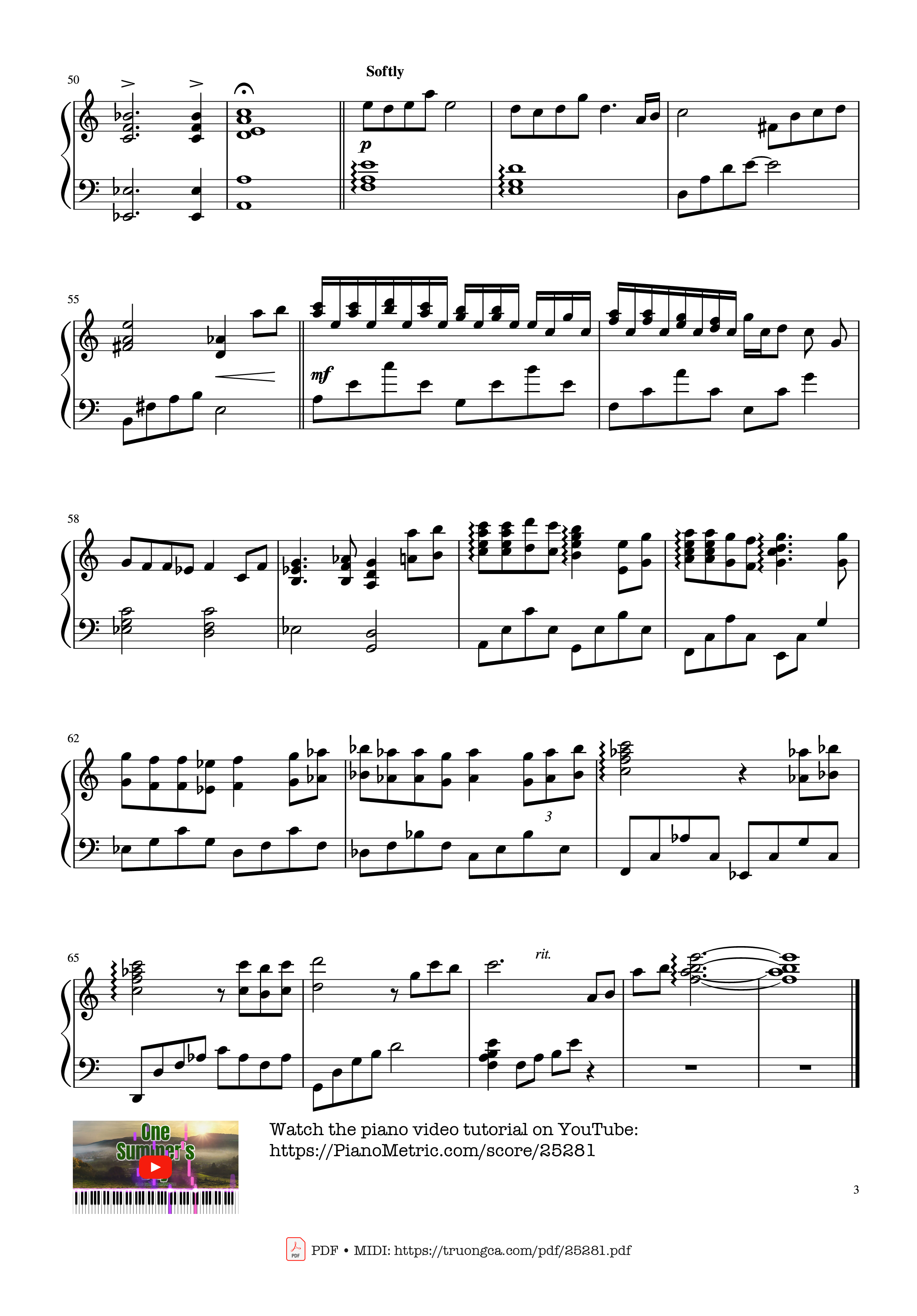 Page 3 of Sheet music PDF One Summer
