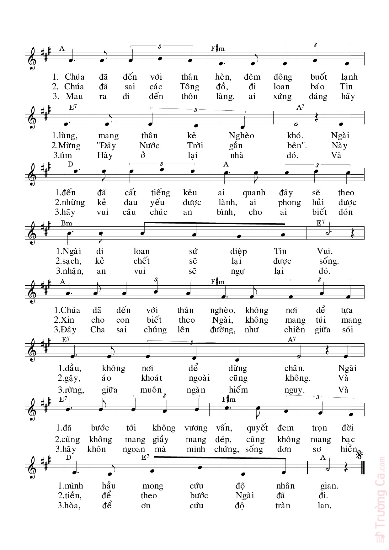 Page 2 of Sheet music PDF Ngài Đã Cất Bước - Tri Văn Vinh