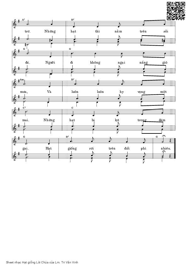 Page 2 of Sheet music PDF Hạt giống Lời Chúa - Lm. Tri Văn Vinh