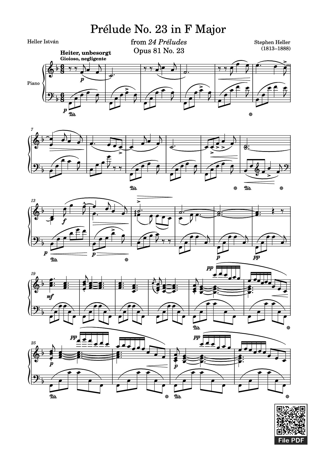 Sheet PDF of Prélude No. 23 in F Major Sheet Piano