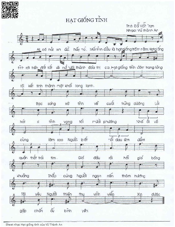 Page 1 of Sheet music PDF Hạt giống tình - Vũ Thành An