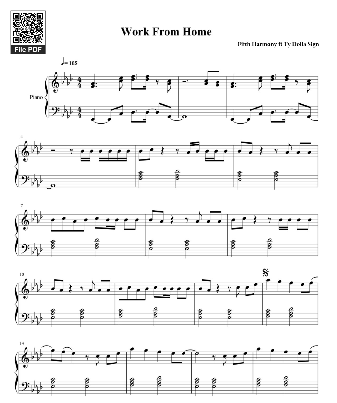 Sheet PDF of Work From Home Sheet Music