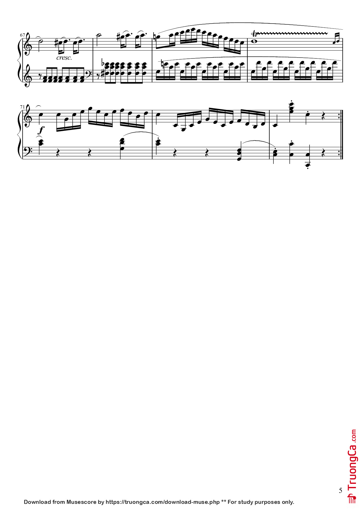 Page 5 of Sheet music PDF Sonata No. 16 Sheet Piano - Wolfgang Amadeus Mozart