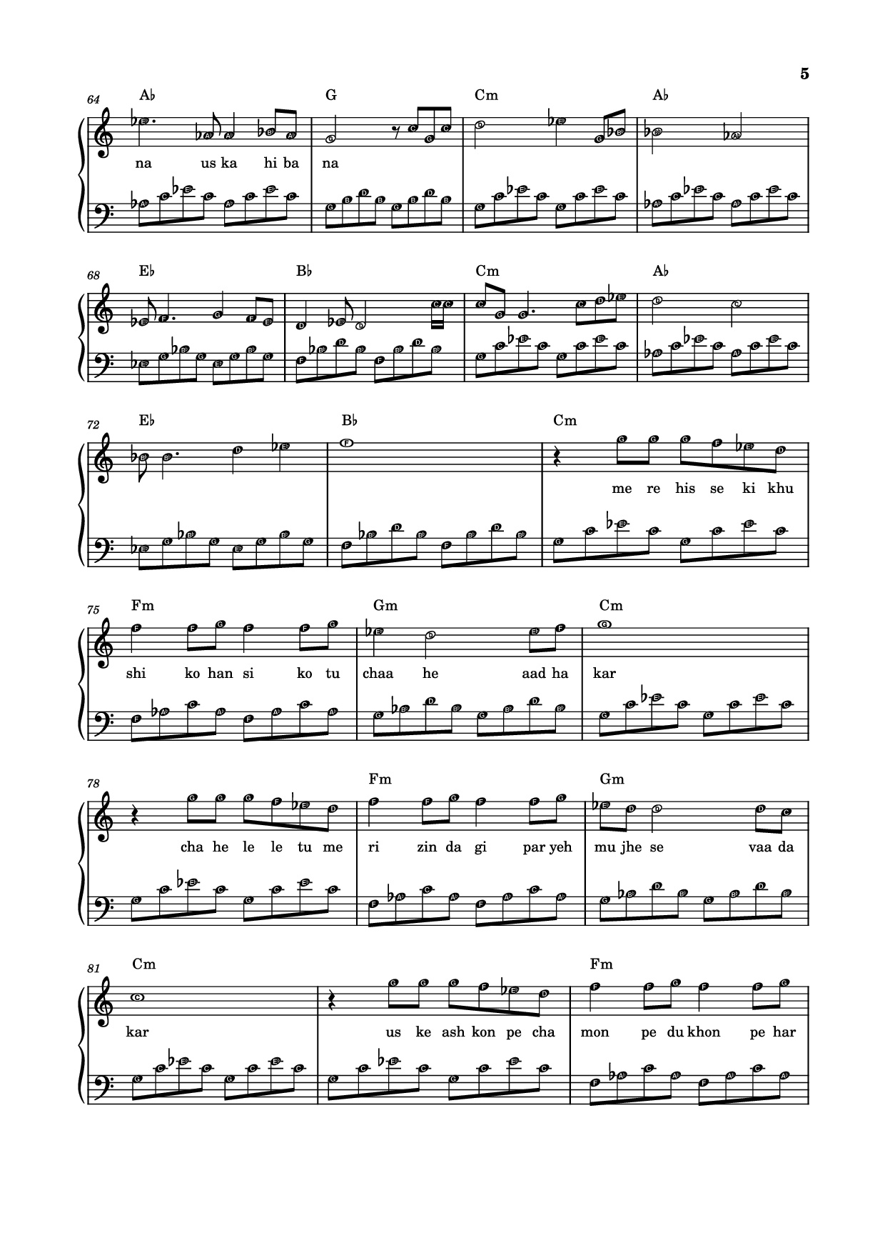 Page 5 of Sheet music PDF Piano jab bana uska hi bana Sheet Piano - Arijit Singh