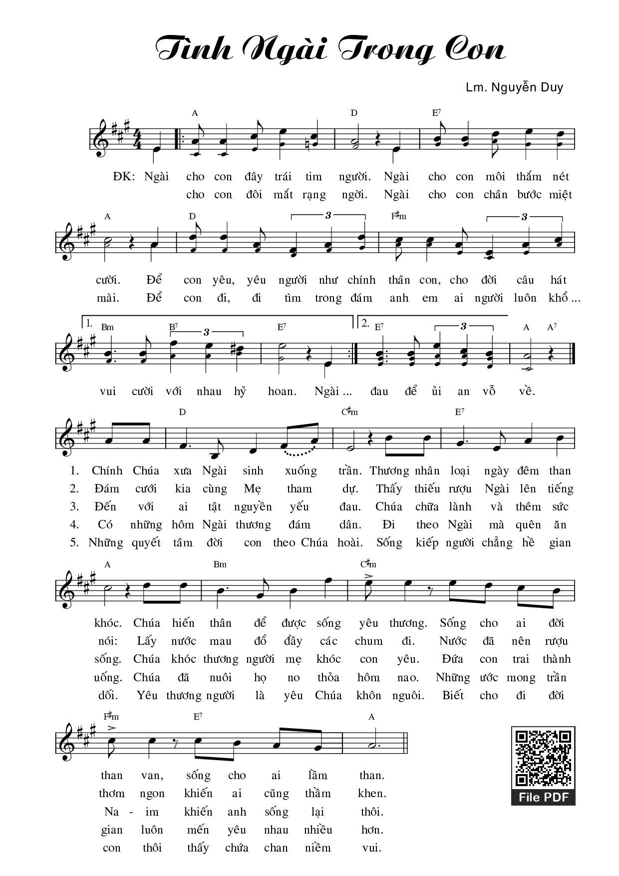 Page 1 of Sheet music PDF Tình Ngài Trong Con - Nguyễn Duy