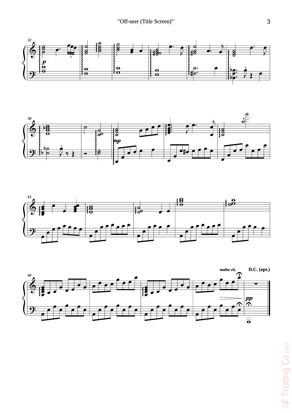 Page 3 of Sheet music PDF Piano Off-seer (Title Screen) Piano - Yasunori Mitsuda