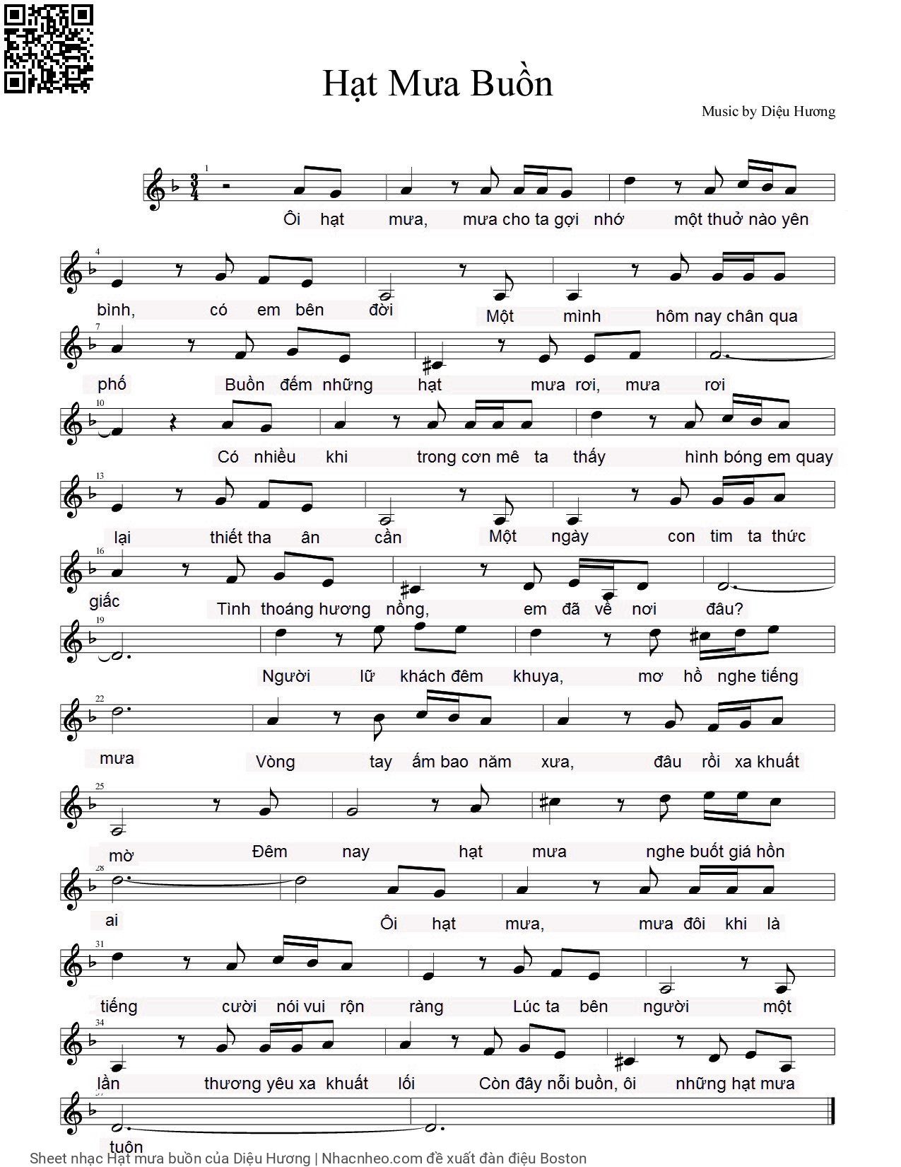 Sheet PDF of Hạt mưa buồn