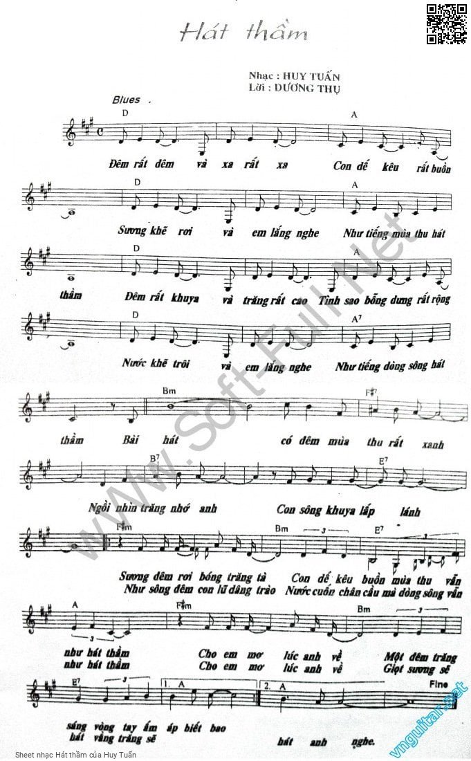 Sheet PDF of Hát thầm - Huy Tuấn