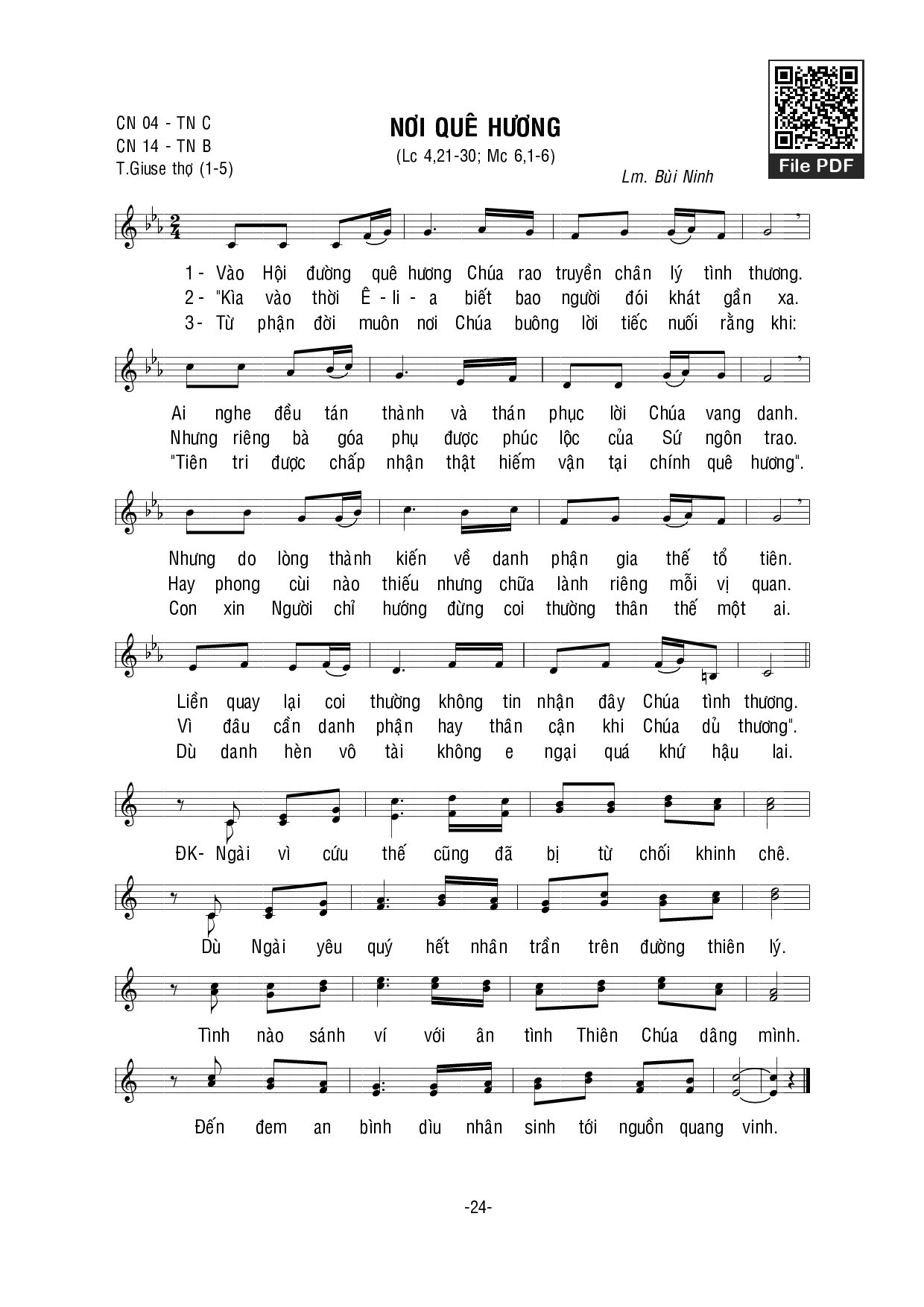 Page 1 of Sheet music PDF Về Quê Hương - Bùi Ninh