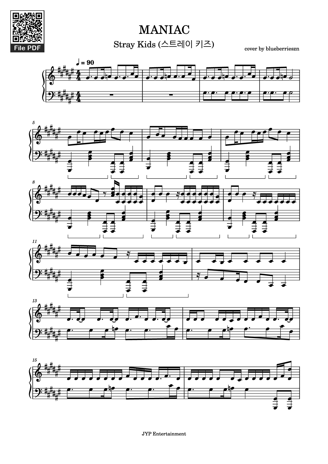 Page 1 of Sheet music PDF Piano MANIAC Piano - Cover by blueberrieszn