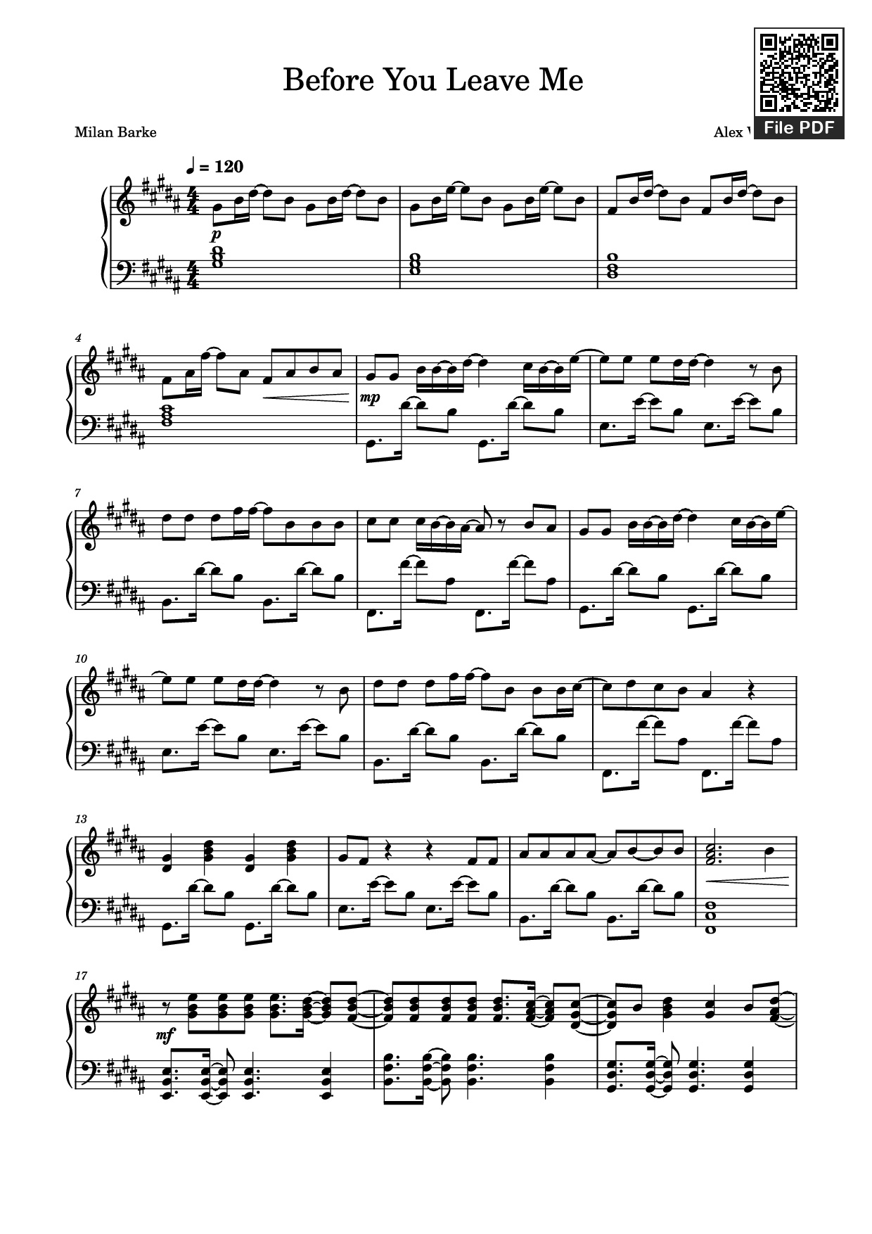 Sheet PDF of Before You Leave Me Piano