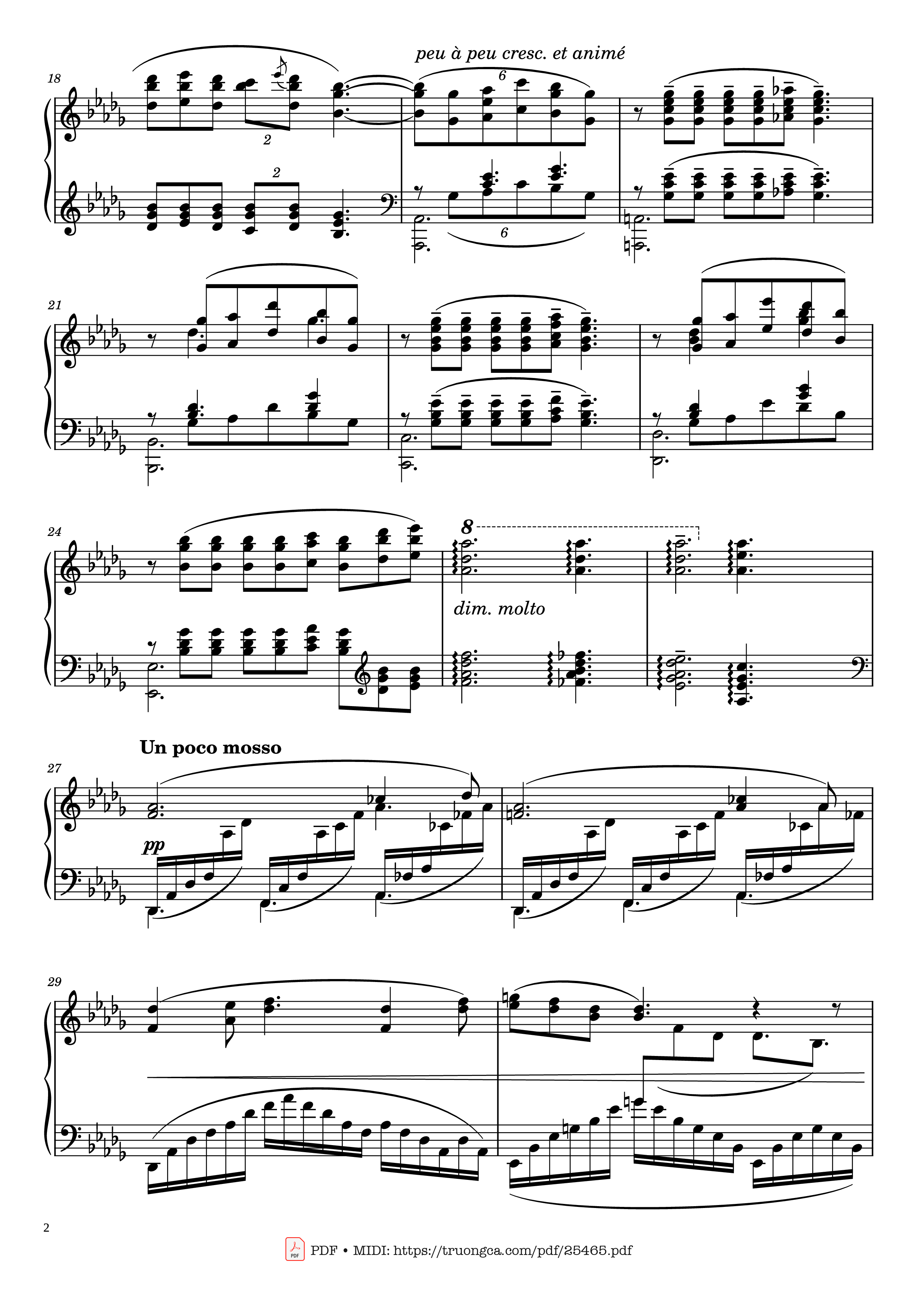 Page 2 of Sheet music PDF Piano Clair de Lune Piano - Claude Debussy