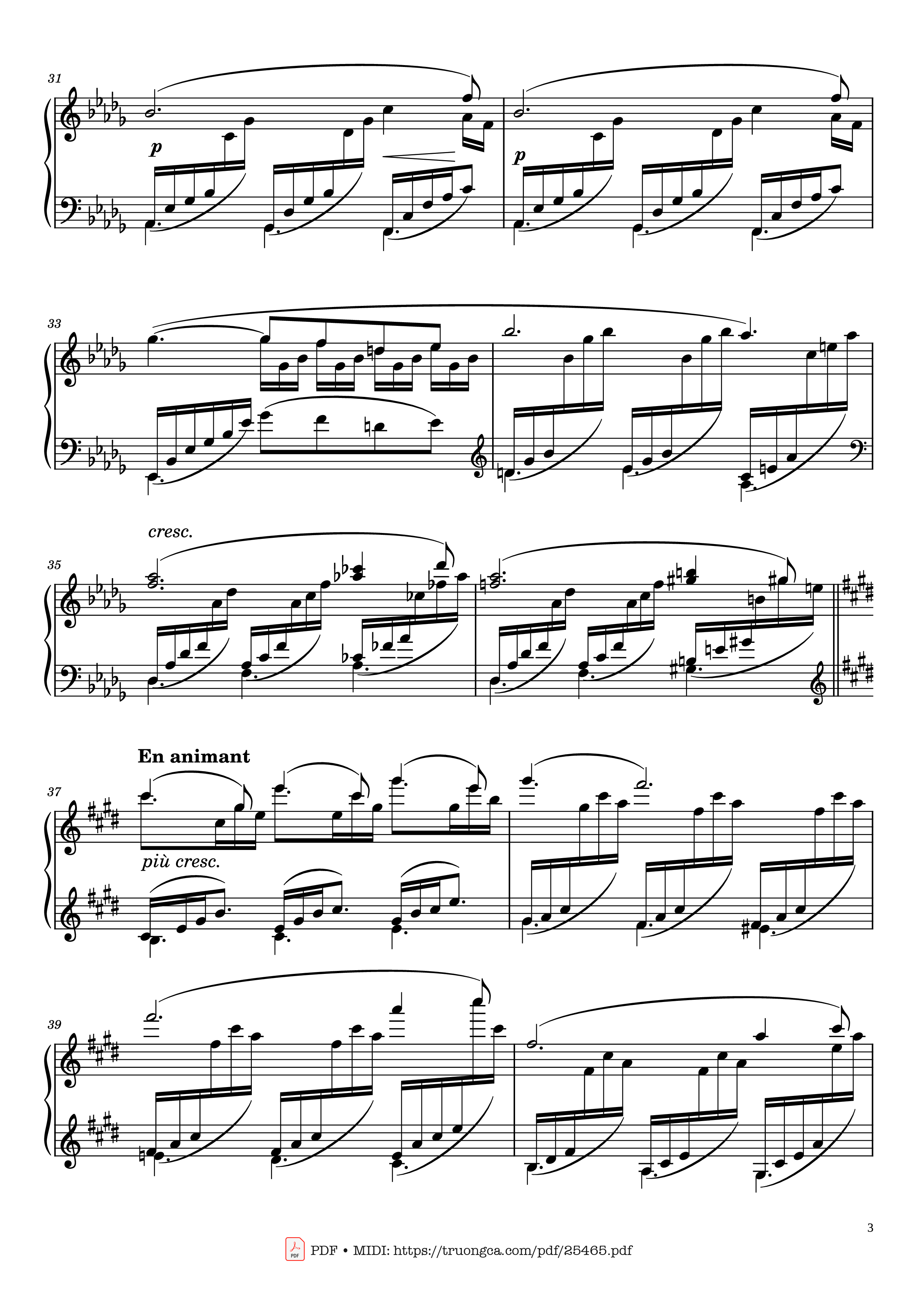 Page 3 of Sheet music PDF Piano Clair de Lune Piano - Claude Debussy
