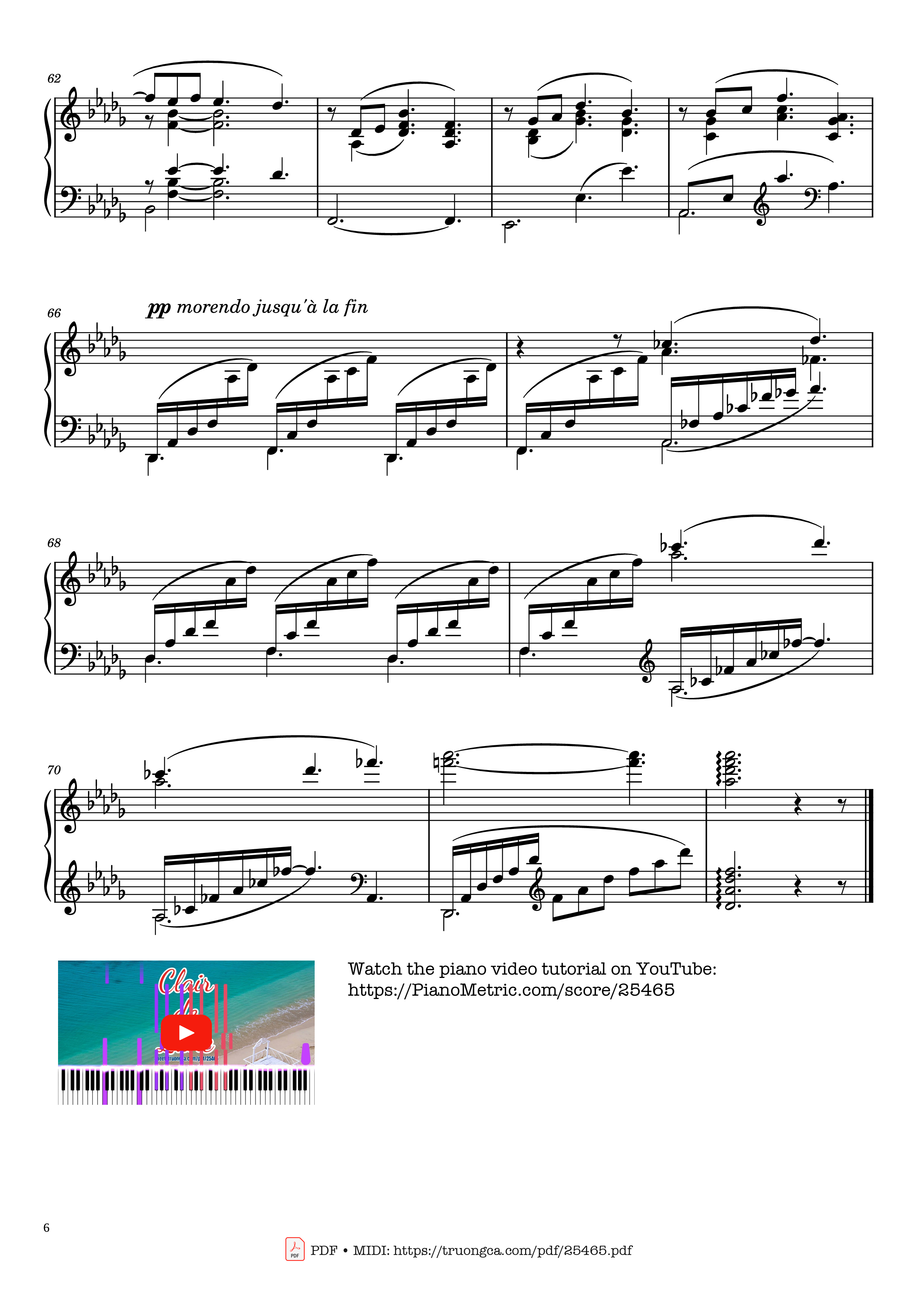 Page 6 of Sheet music PDF Piano Clair de Lune Piano - Claude Debussy
