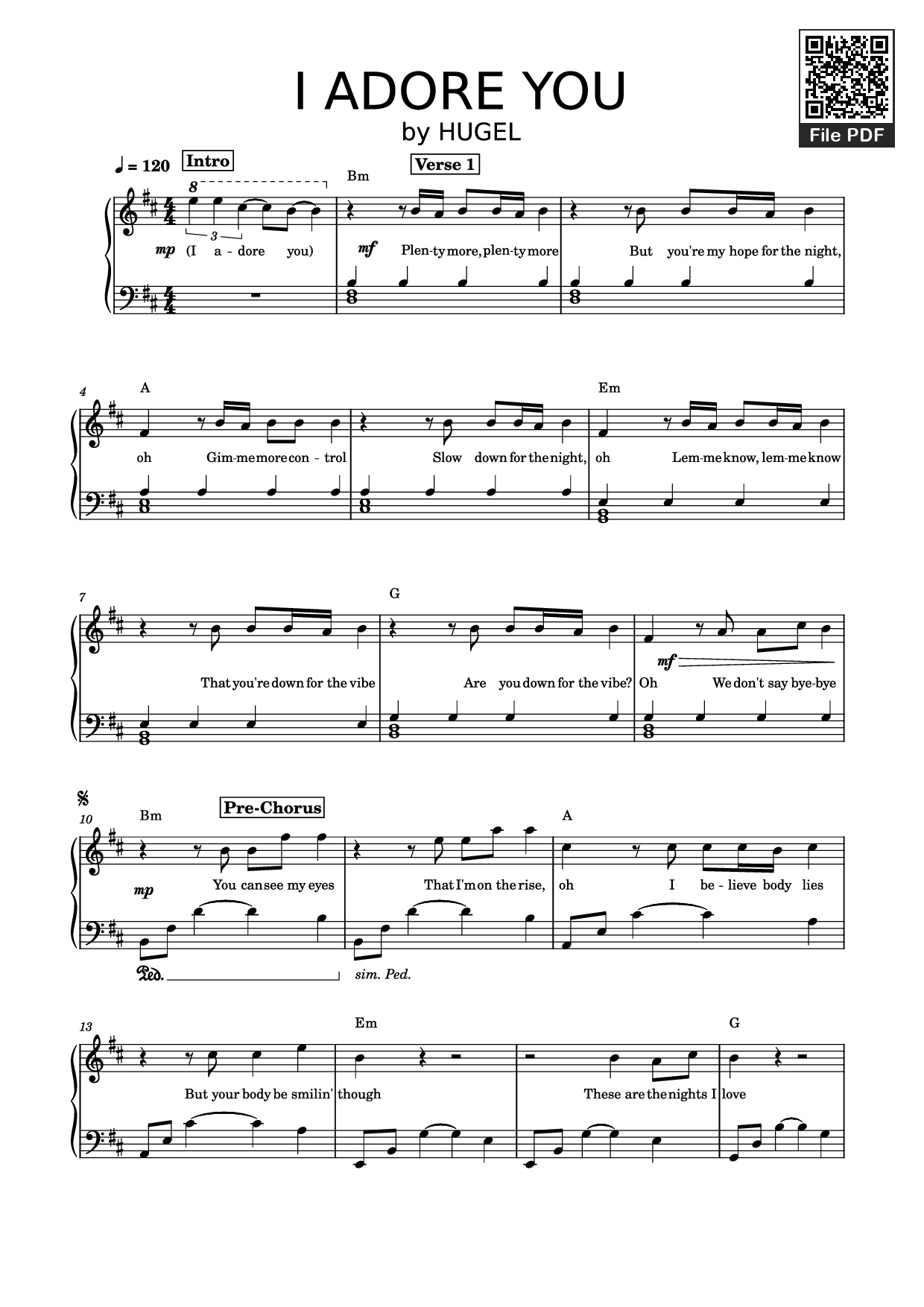 Page 1 of Sheet music PDF Piano I ADORE YOU Piano - HUGEL