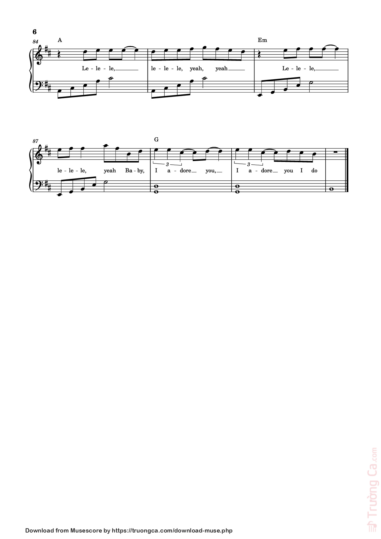 Page 6 of Sheet music PDF Piano I ADORE YOU Piano - HUGEL