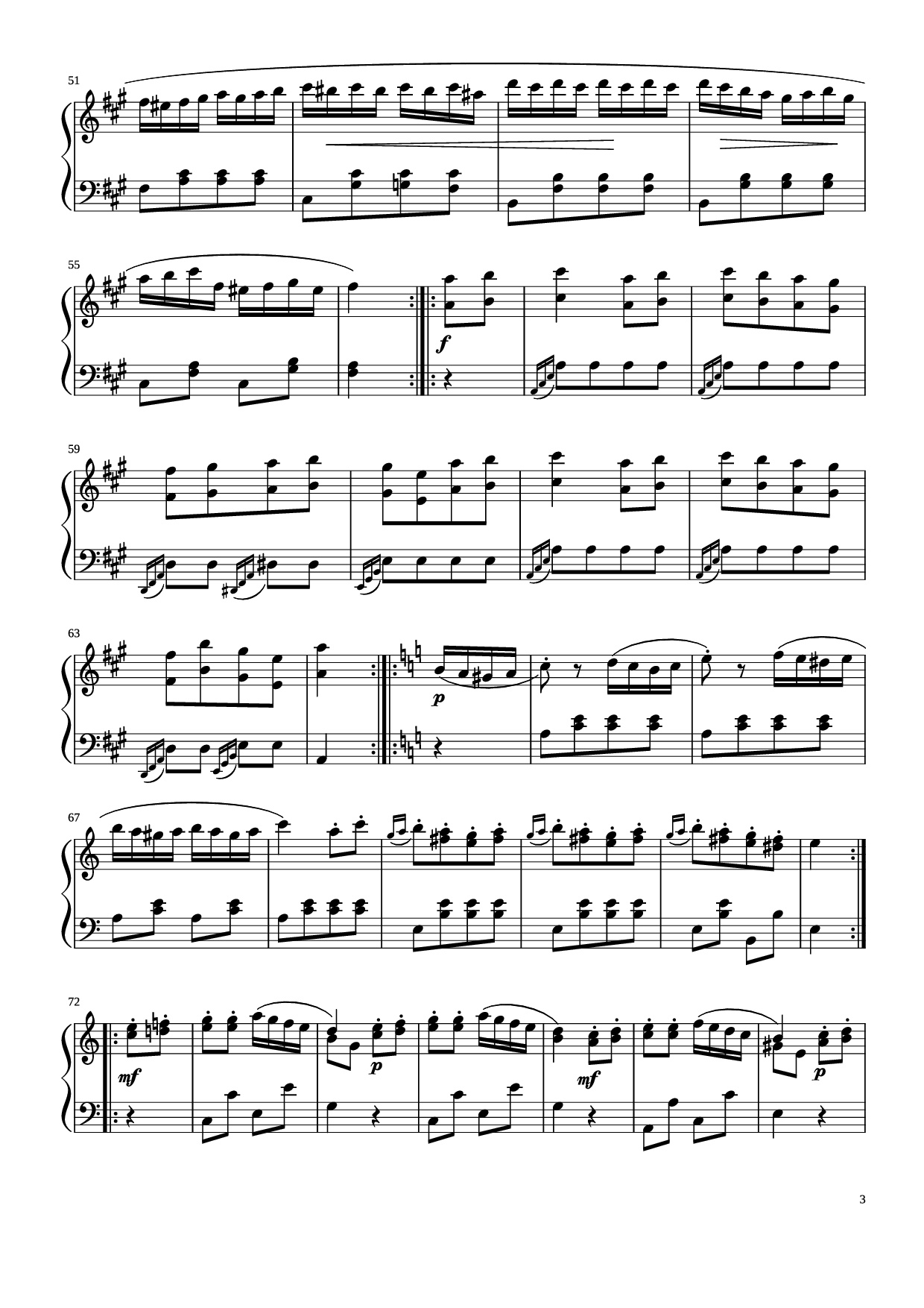Page 3 of Sheet music PDF Piano Sonata No. 11 - Wolfgang Amadeus Mozart (1756–1791