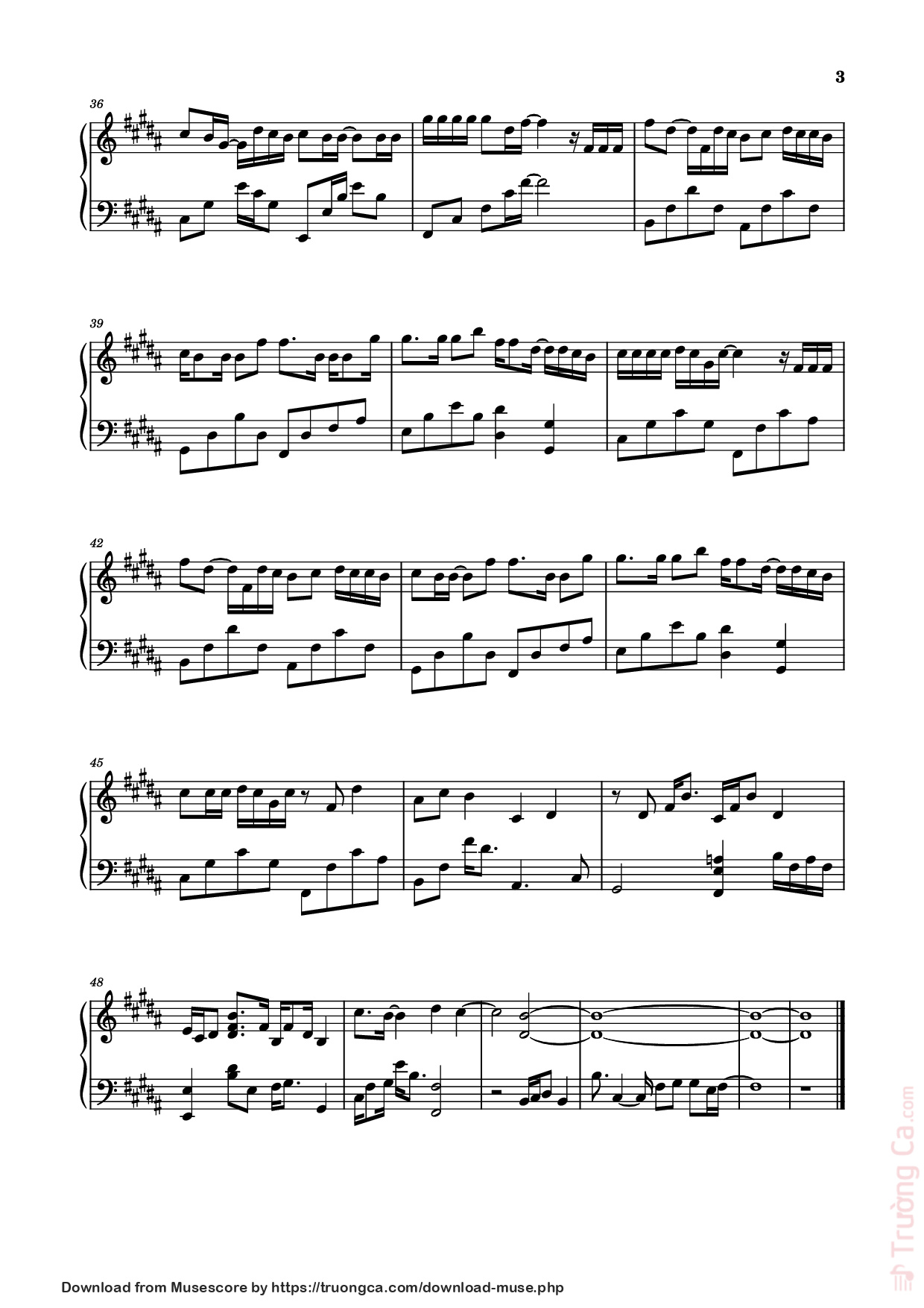 Page 3 of Sheet music PDF Piano 孤独不孤单 Piano - 演唱：李怡然