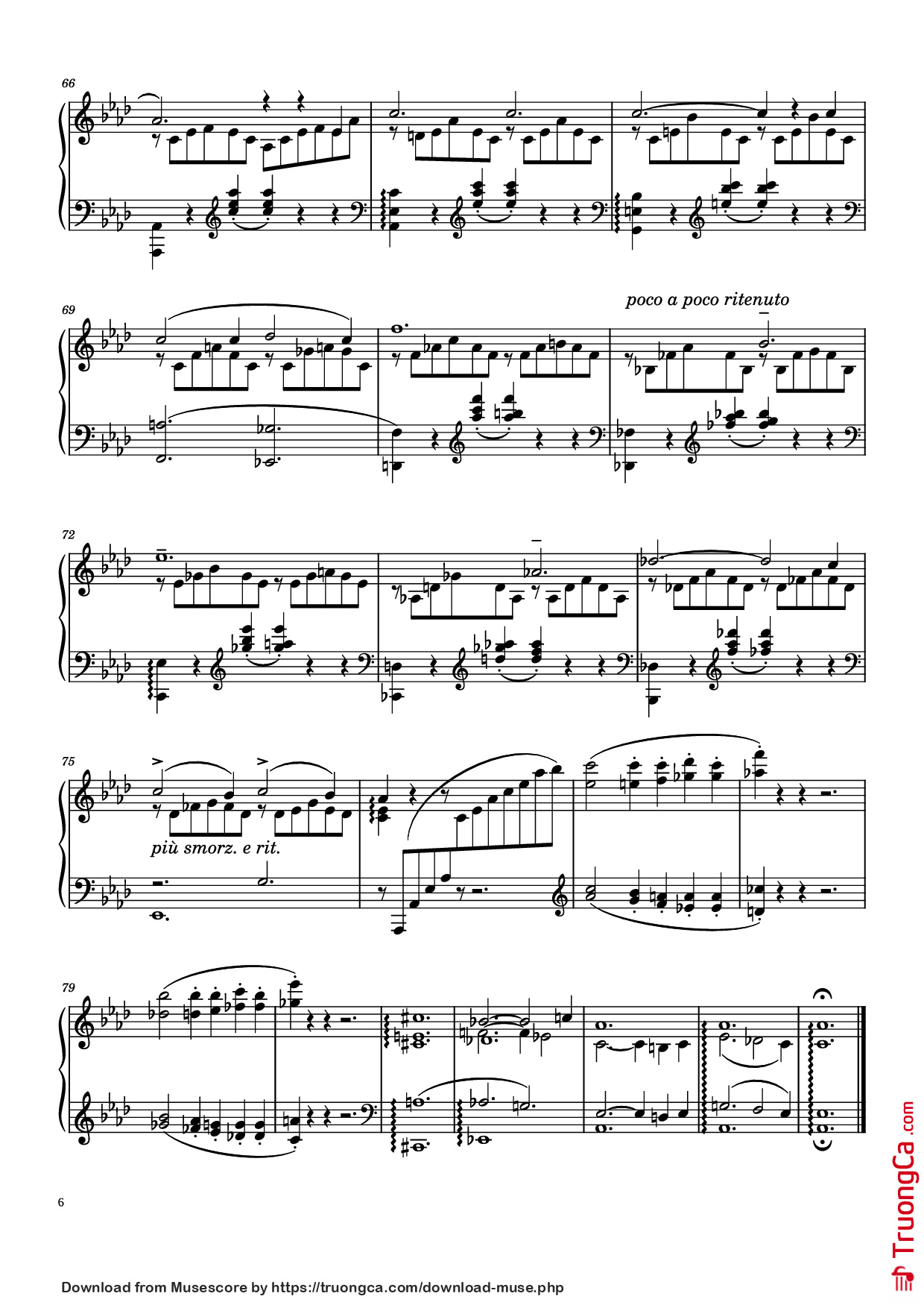 Page 6 of Sheet music PDF Piano Liebestraum No. 3 in A♭ Major Piano - Franz Liszt