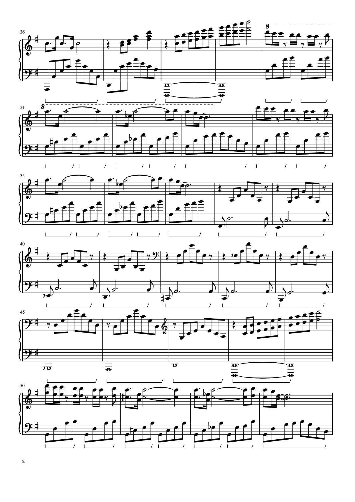 Page 2 of Sheet music PDF Piano 明日へ Piano - Undefined