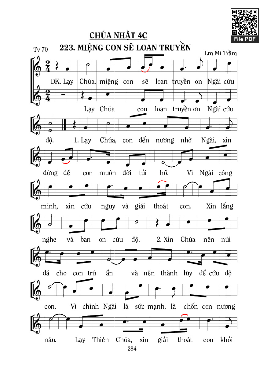 Sheet PDF of Thánh Vịnh 70, Miệng Con Sẽ Loan Truyền