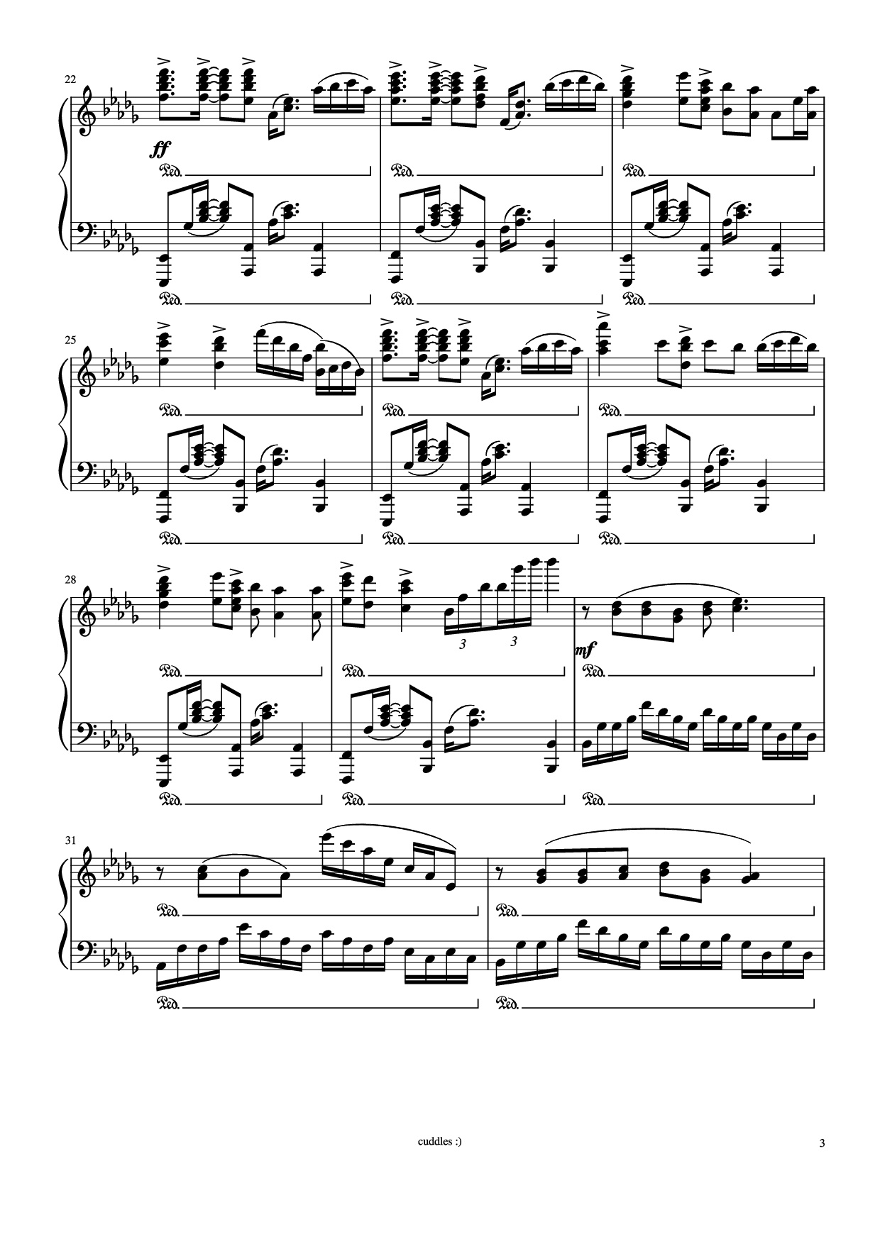 Page 3 of Sheet music PDF Piano Never gonna give you up Piano - Arr. by shoes