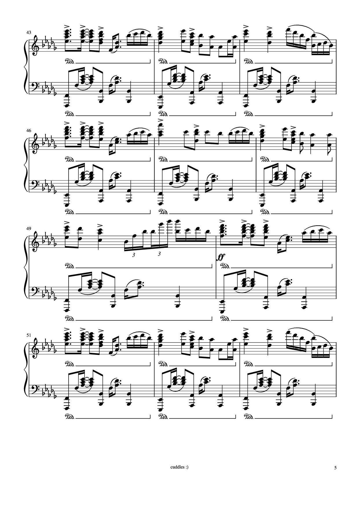 Page 5 of Sheet music PDF Piano Never gonna give you up Piano - Arr. by shoes