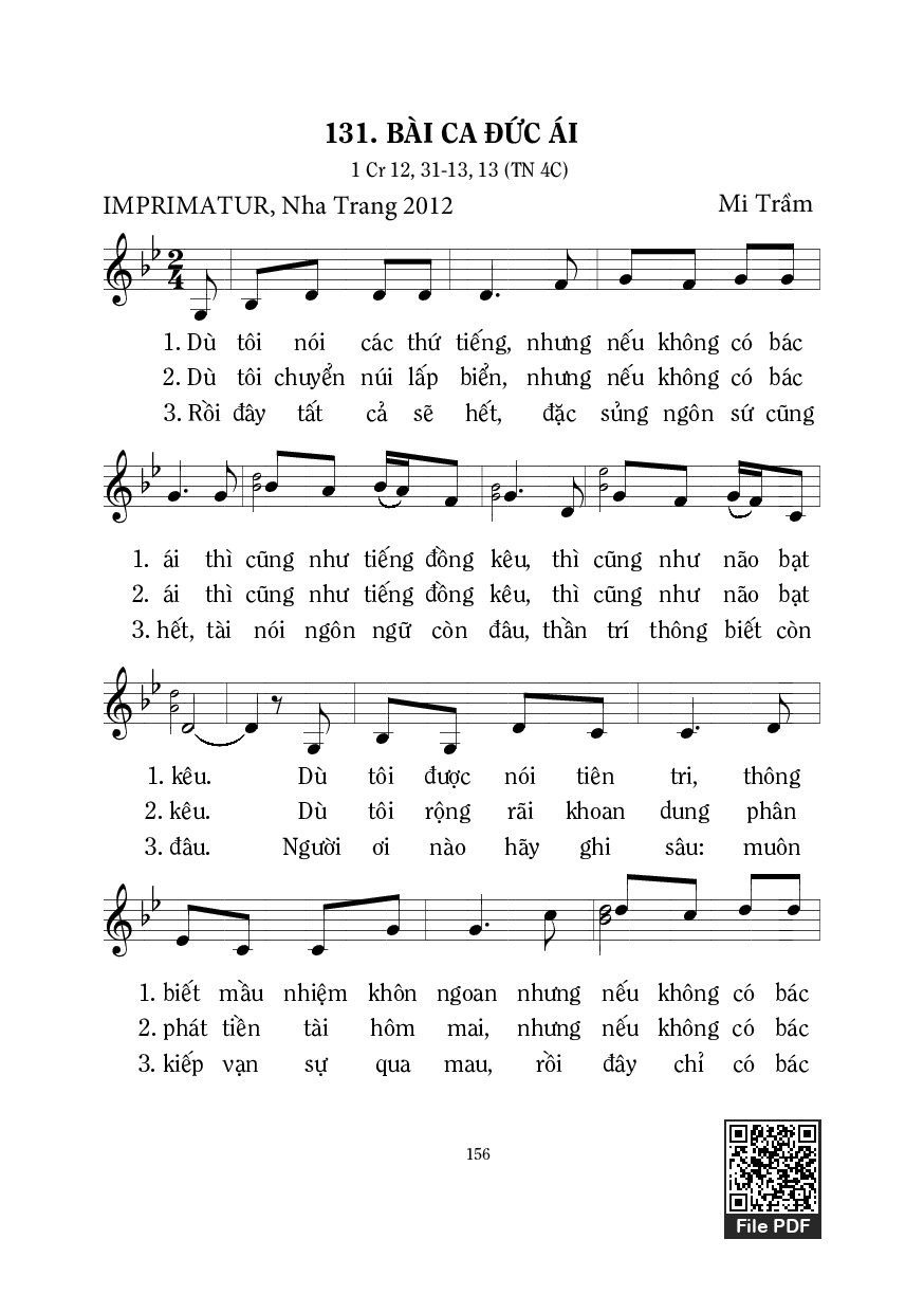 Page 1 of Sheet music PDF Bài Ca Đức Ái - Mi Trầm