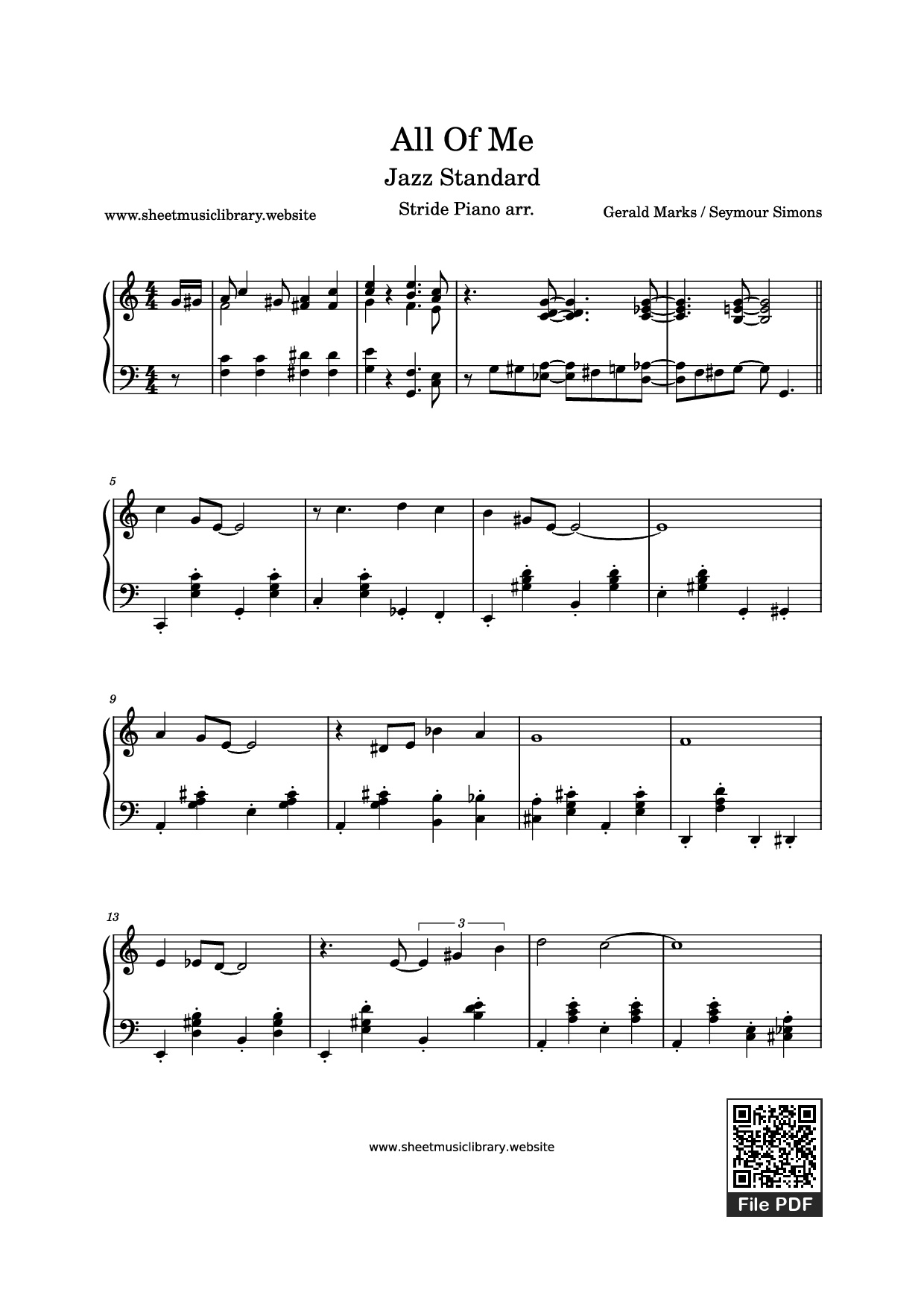 Page 1 of Sheet music PDF Piano All Of Me Piano - Gerald Marks / Seymour Simons