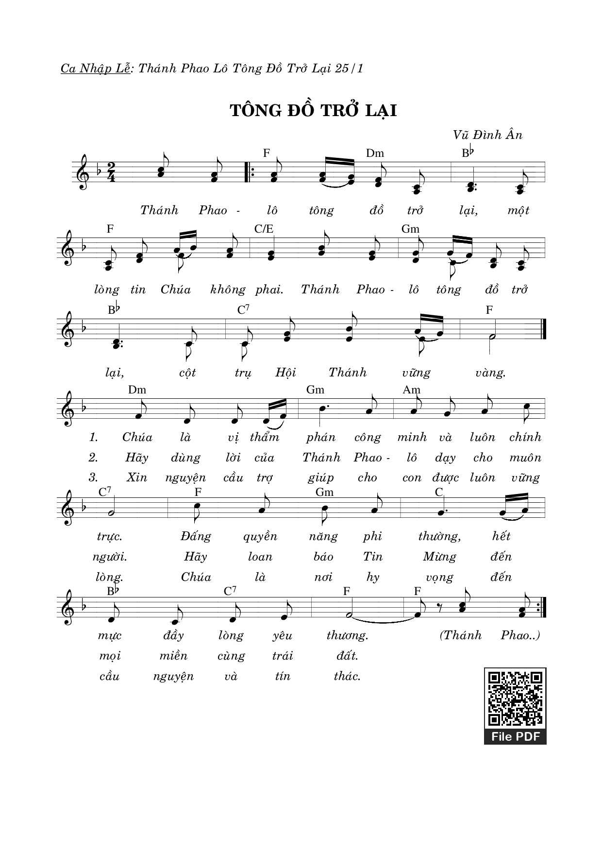 Sheet PDF of Tông Đồ Trở Lại