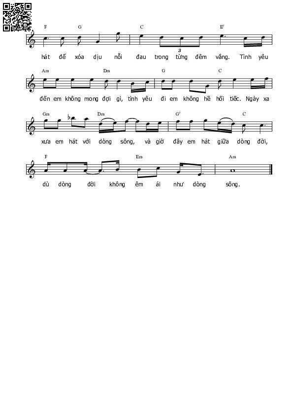 Page 2 of Sheet music PDF Hát với dòng sông - Quốc An
