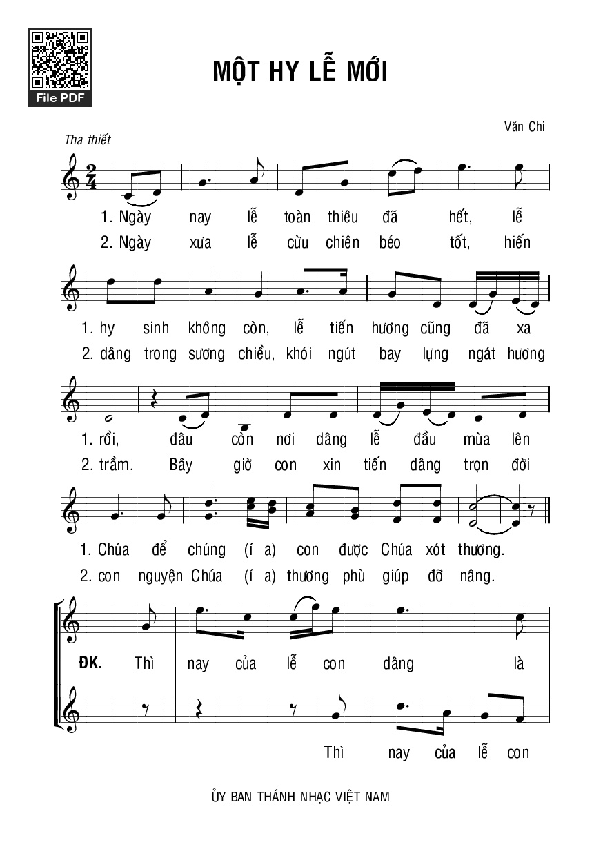 Page 1 of Sheet music PDF Một Hy Lễ Mới - Lm. Văn Chi
