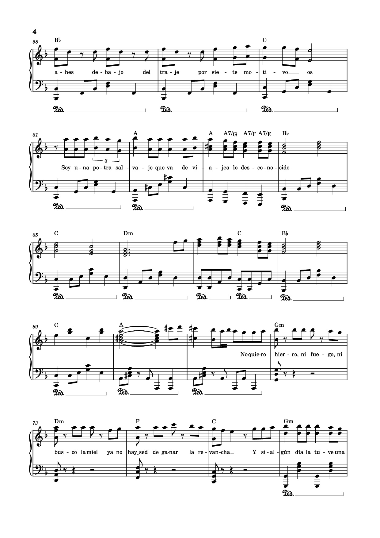 Page 4 of Sheet music PDF Piano Potra salvaje Piano - Isabel Aaiún