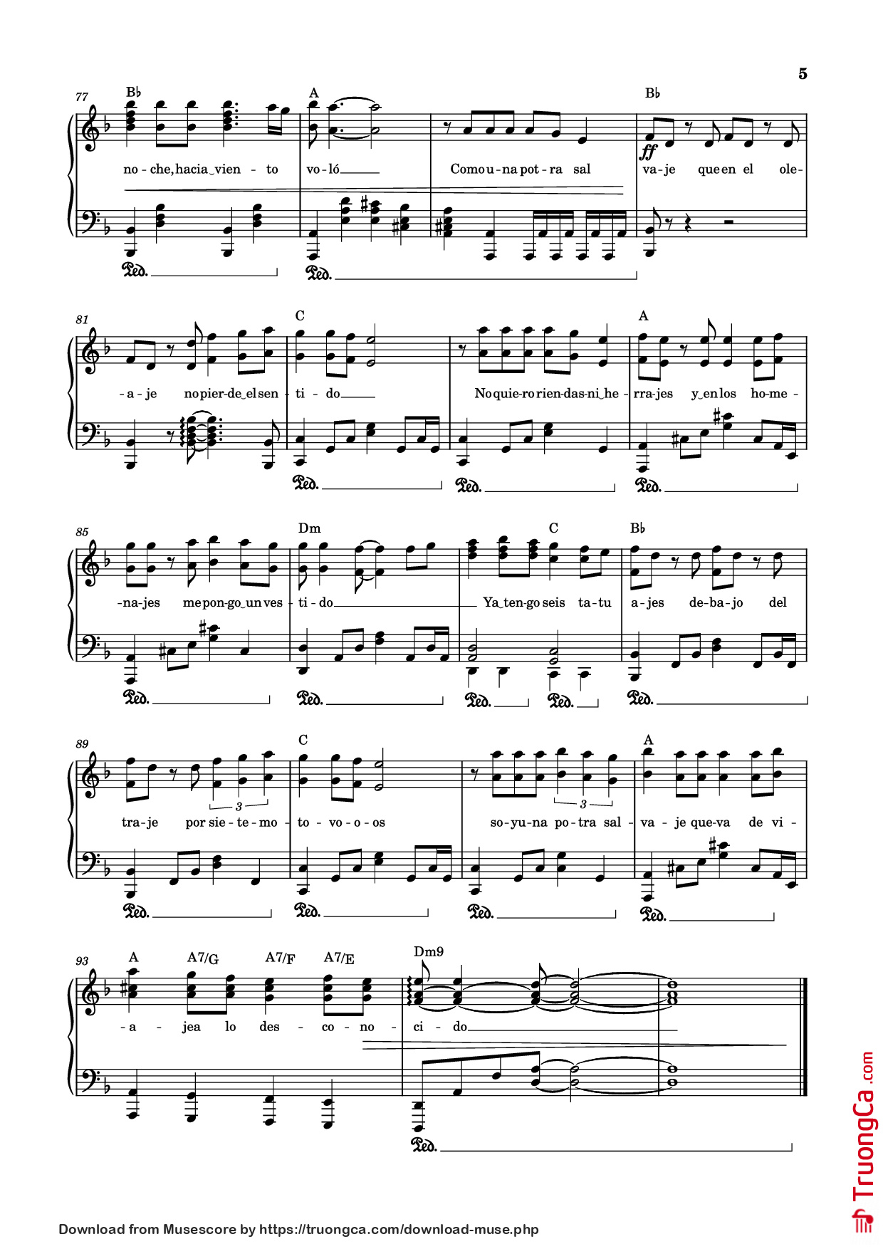 Page 5 of Sheet music PDF Piano Potra salvaje Piano - Isabel Aaiún