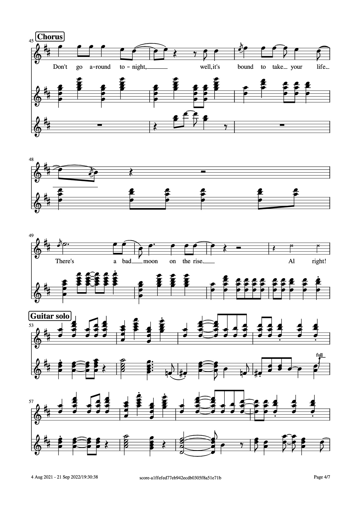 Page 4 of Sheet music PDF Guitar Tab Bad Moon Rising Guitar TAB - John Fogerty