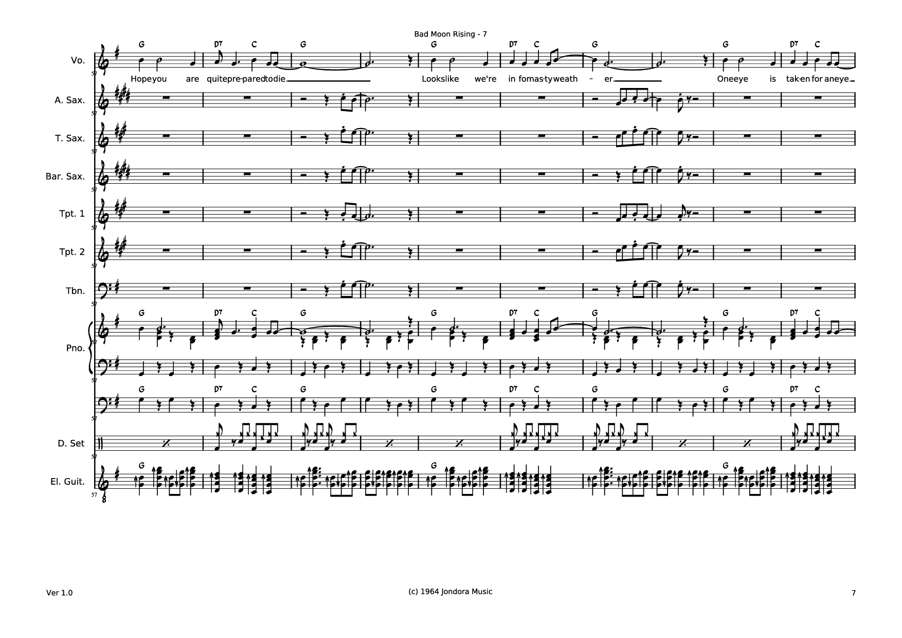 Page 7 of Sheet music PDF Bad Moon RIsing Piano - Dave McGuinness