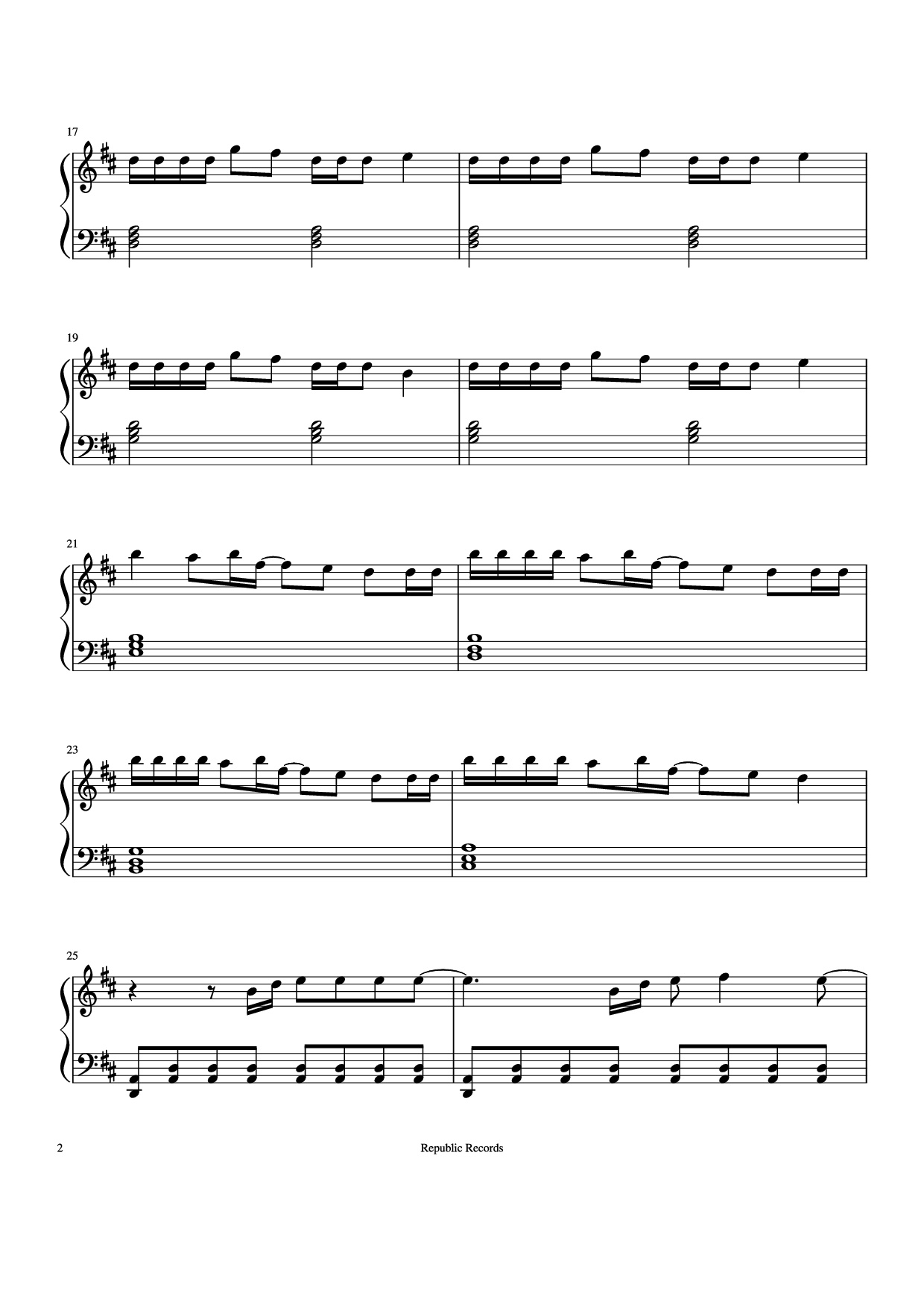 Page 2 of Sheet music PDF Piano Sunflower (Spider-man: Into the Spider-verse) Piano - Swae Lee & Post Malone