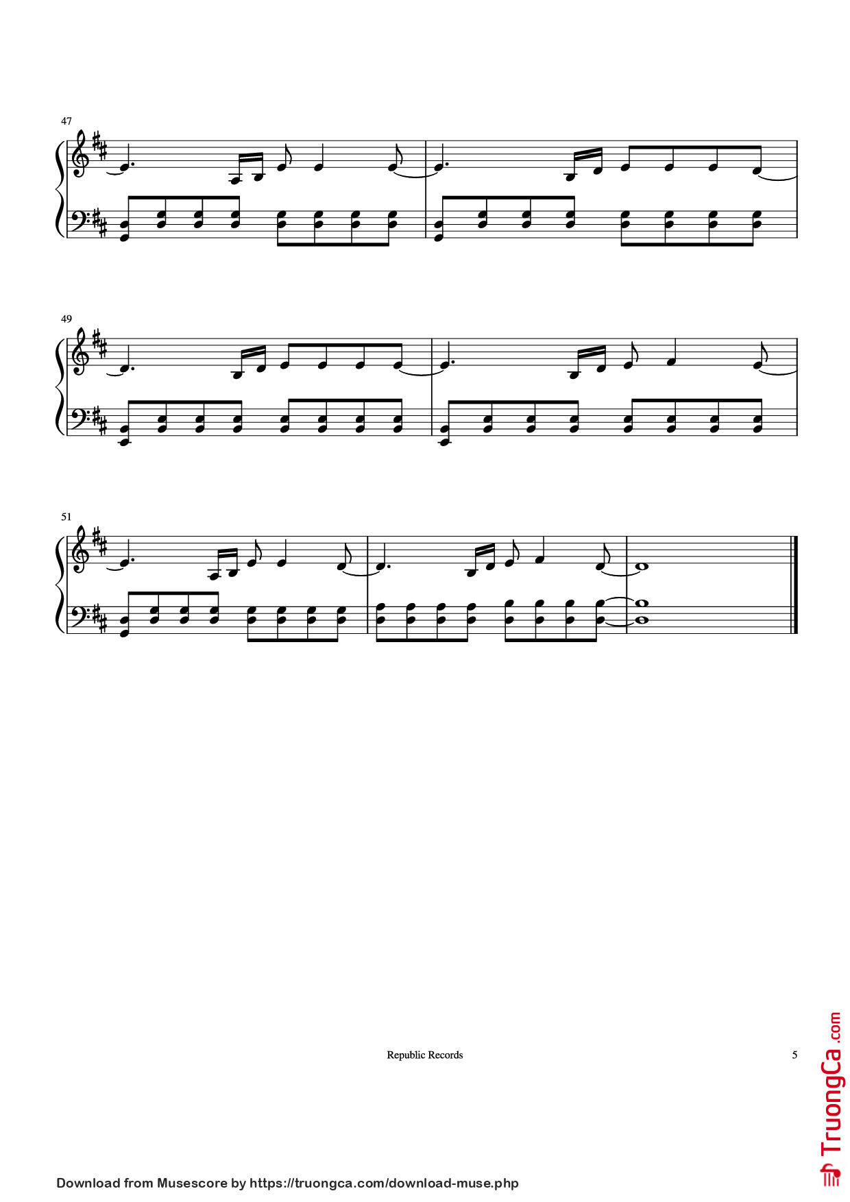 Page 5 of Sheet music PDF Piano Sunflower (Spider-man: Into the Spider-verse) Piano - Swae Lee & Post Malone