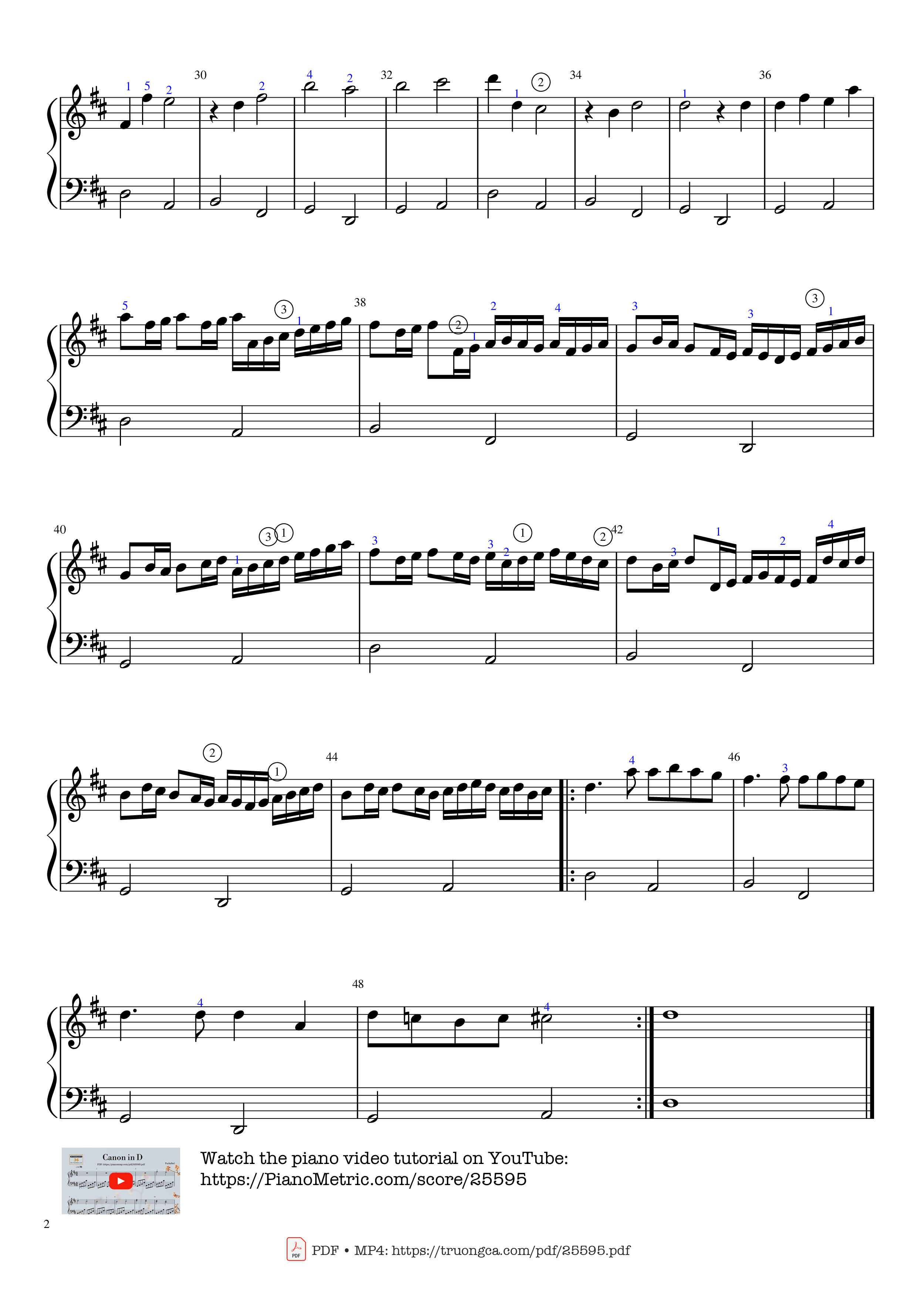 Page 2 of Sheet music PDF Piano Canon in D Piano easy - Pachelbel