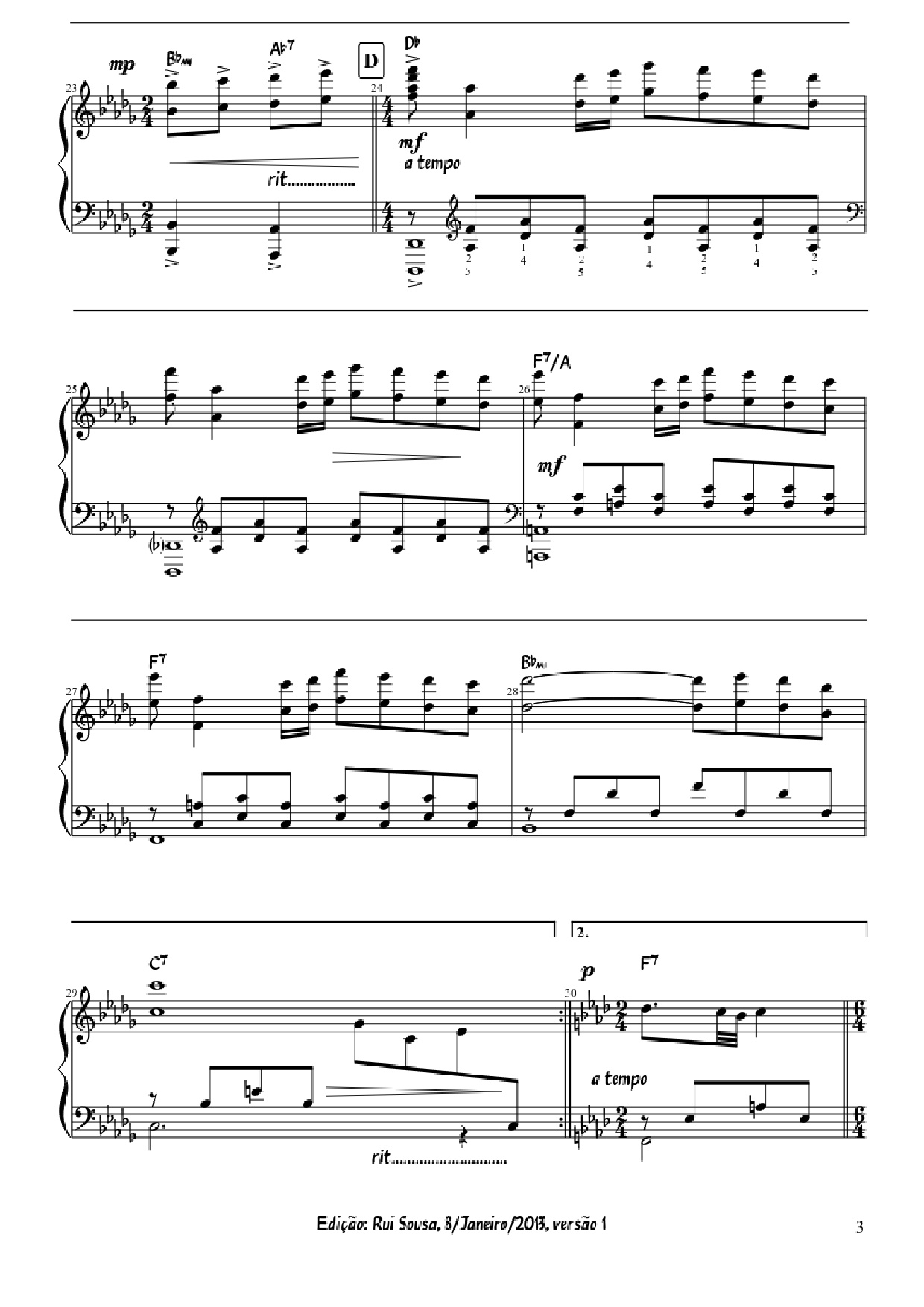 Page 3 of Sheet music PDF Piano A Comme Amour Piano - Paul de Senneville