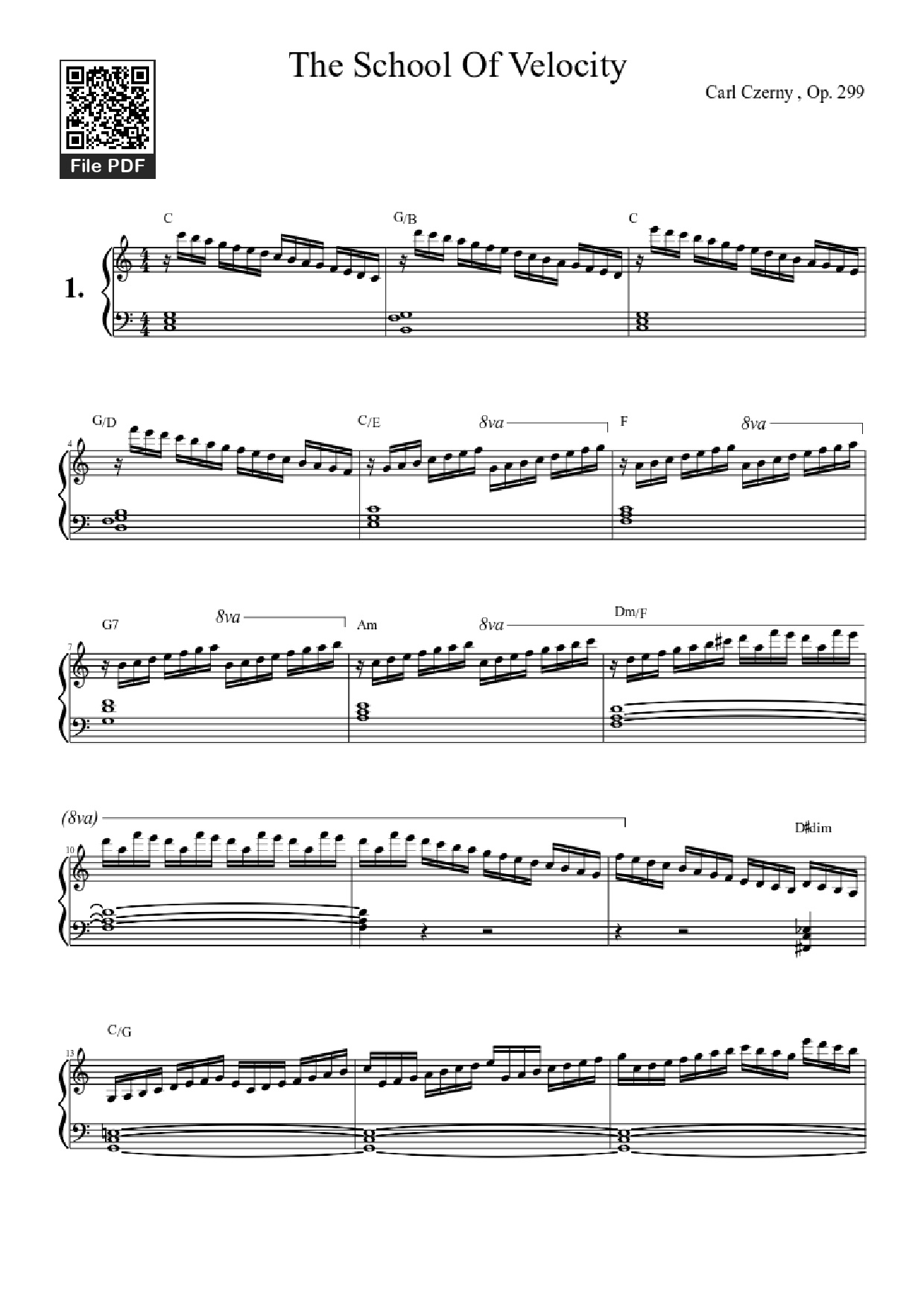 Page 1 of Sheet music PDF Piano The School Of Velocity Piano - Carl Czerny , Op. 299