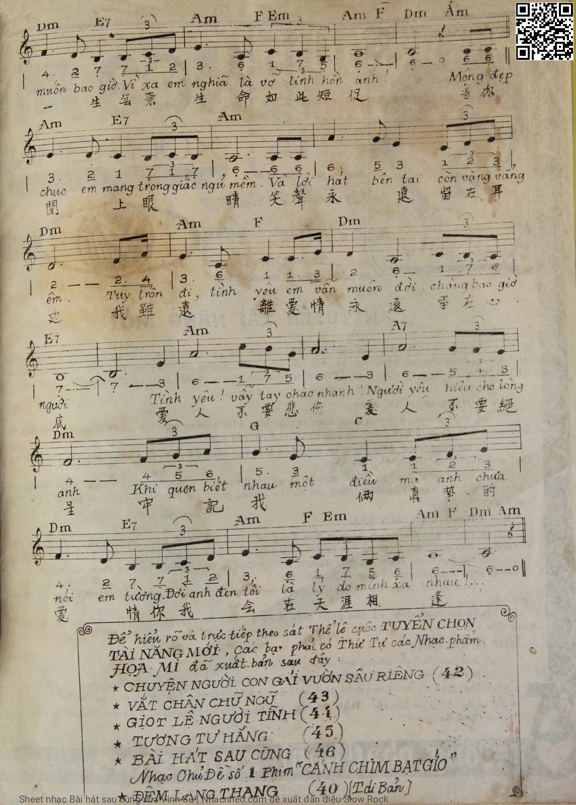 Page 3 of Sheet music PDF Bài hát sau cùng - Vinh Sử