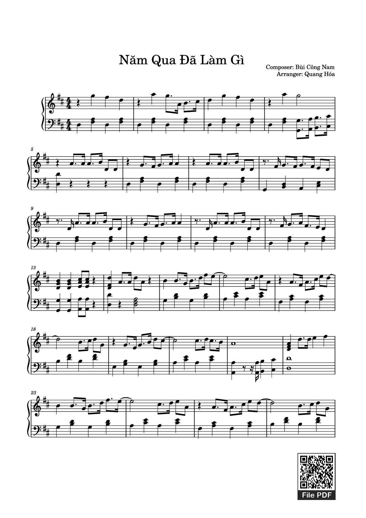Sheet PDF of Năm Qua Đã Làm Gì Piano