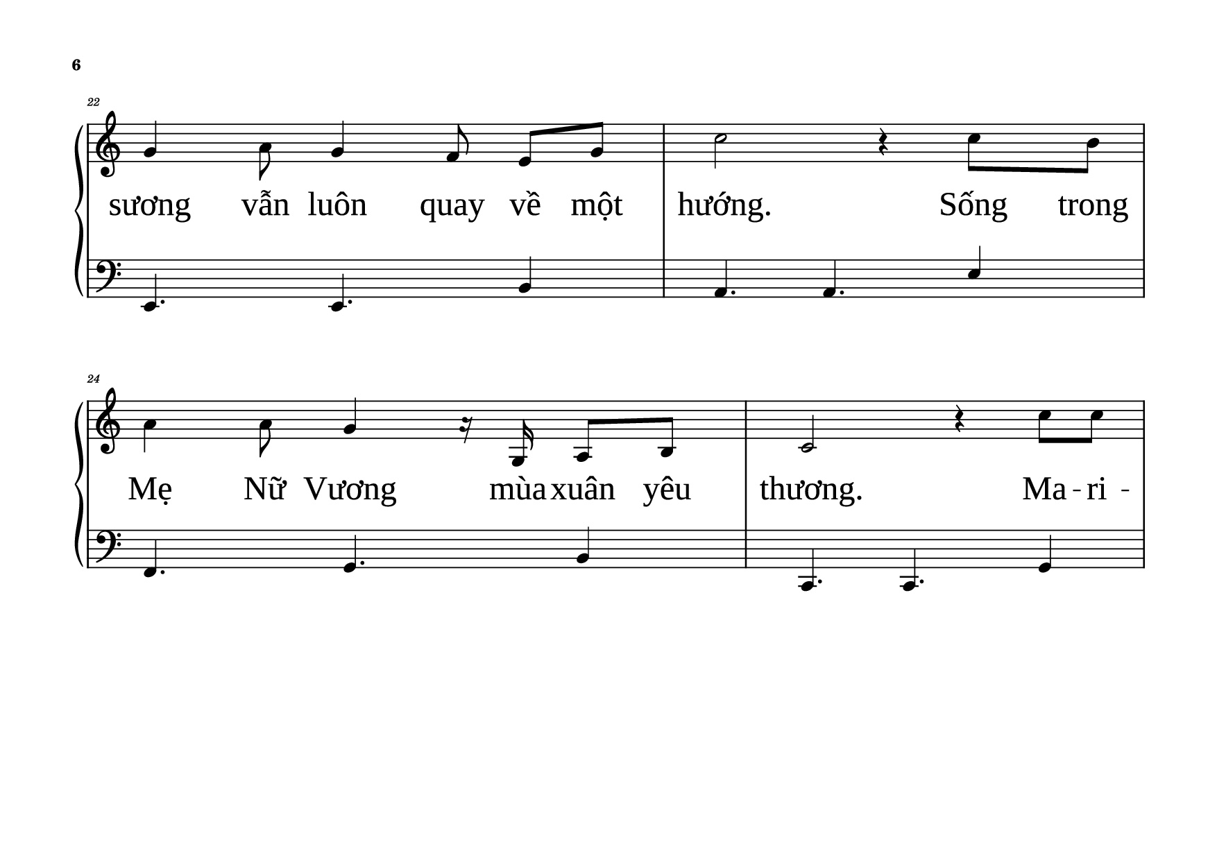 Page 6 of Sheet music PDF Piano NỮ VƯƠNG MÙA XUÂN Piano dễ tập - VŨ MỘNG THƠ