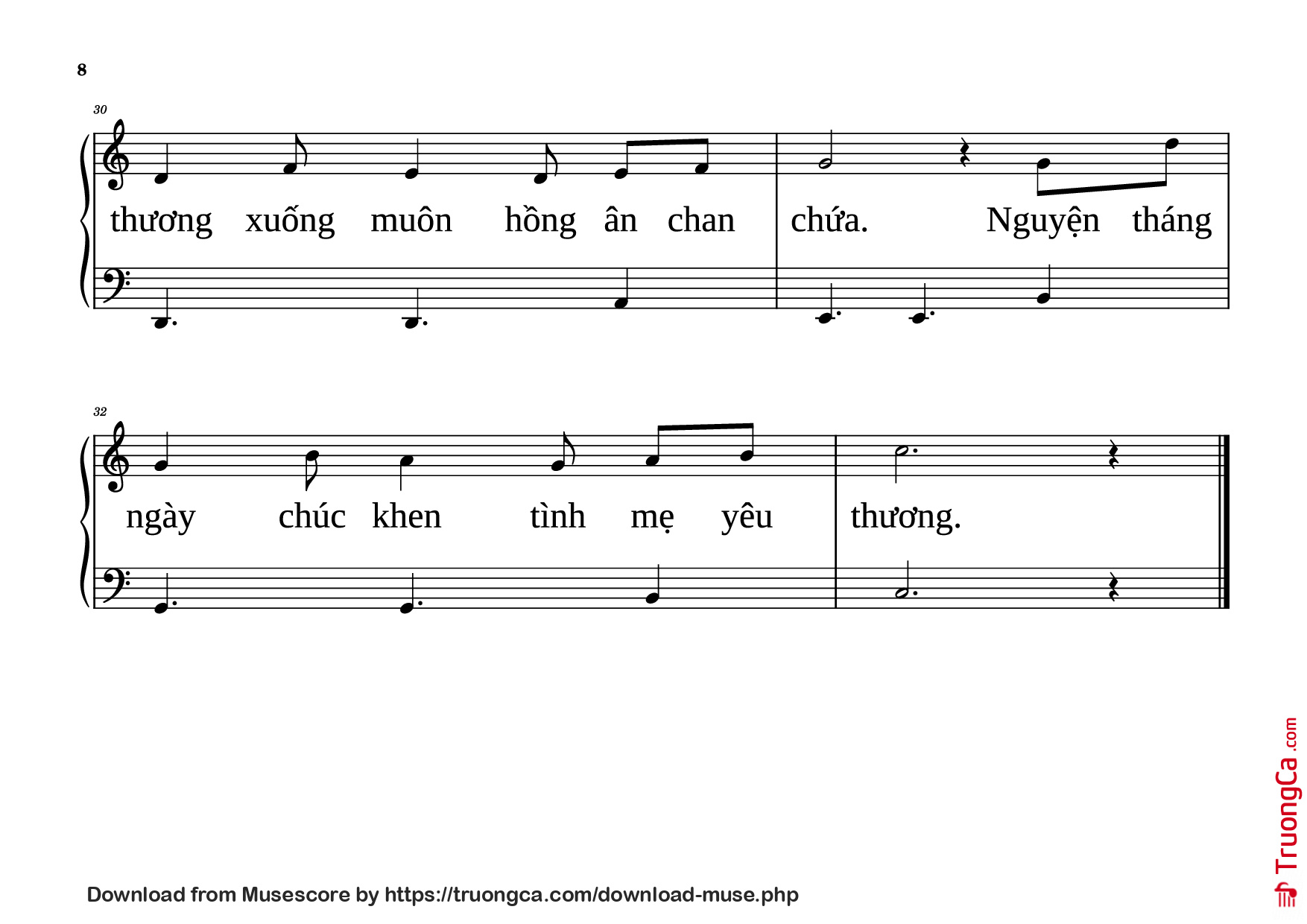 Page 8 of Sheet music PDF Piano NỮ VƯƠNG MÙA XUÂN Piano dễ tập - VŨ MỘNG THƠ