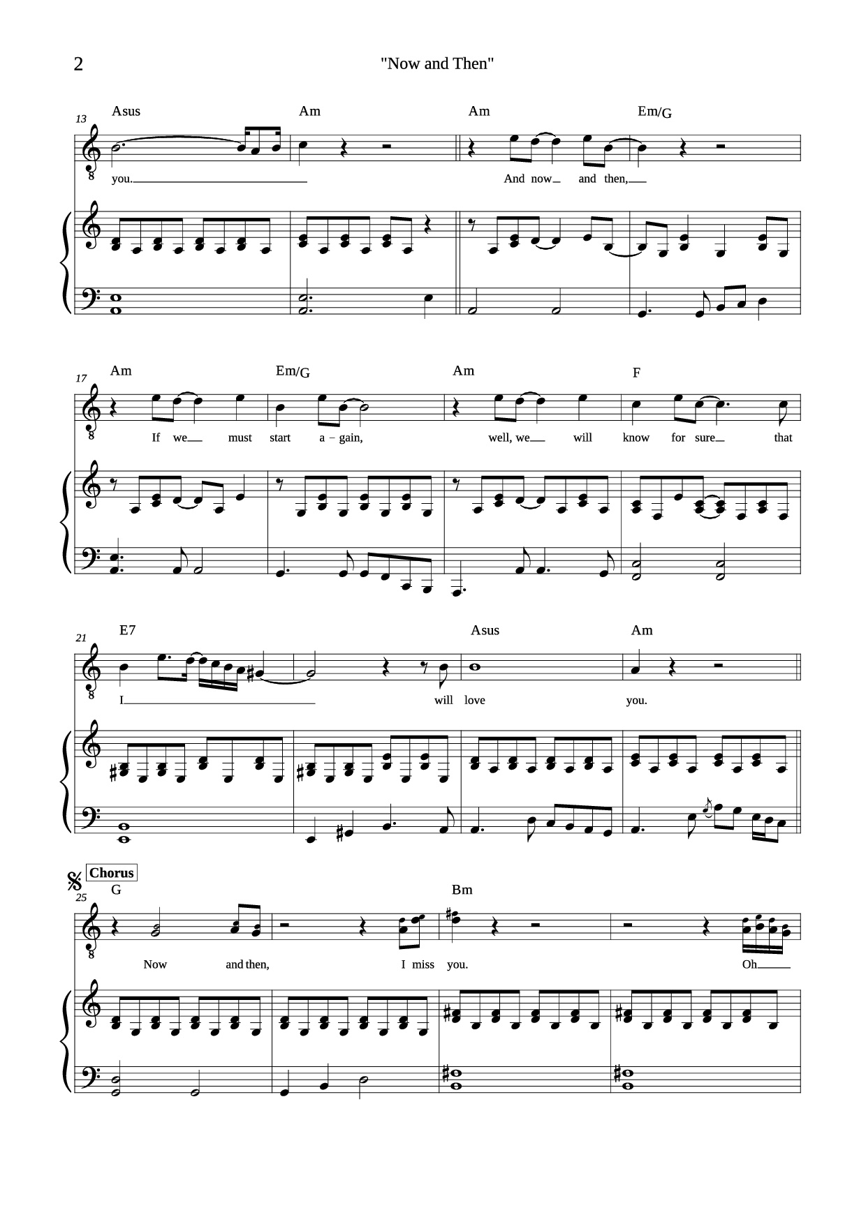 Page 2 of Sheet music PDF Piano Now and Then Piano - Composed by John Lennon, Paul McCartney