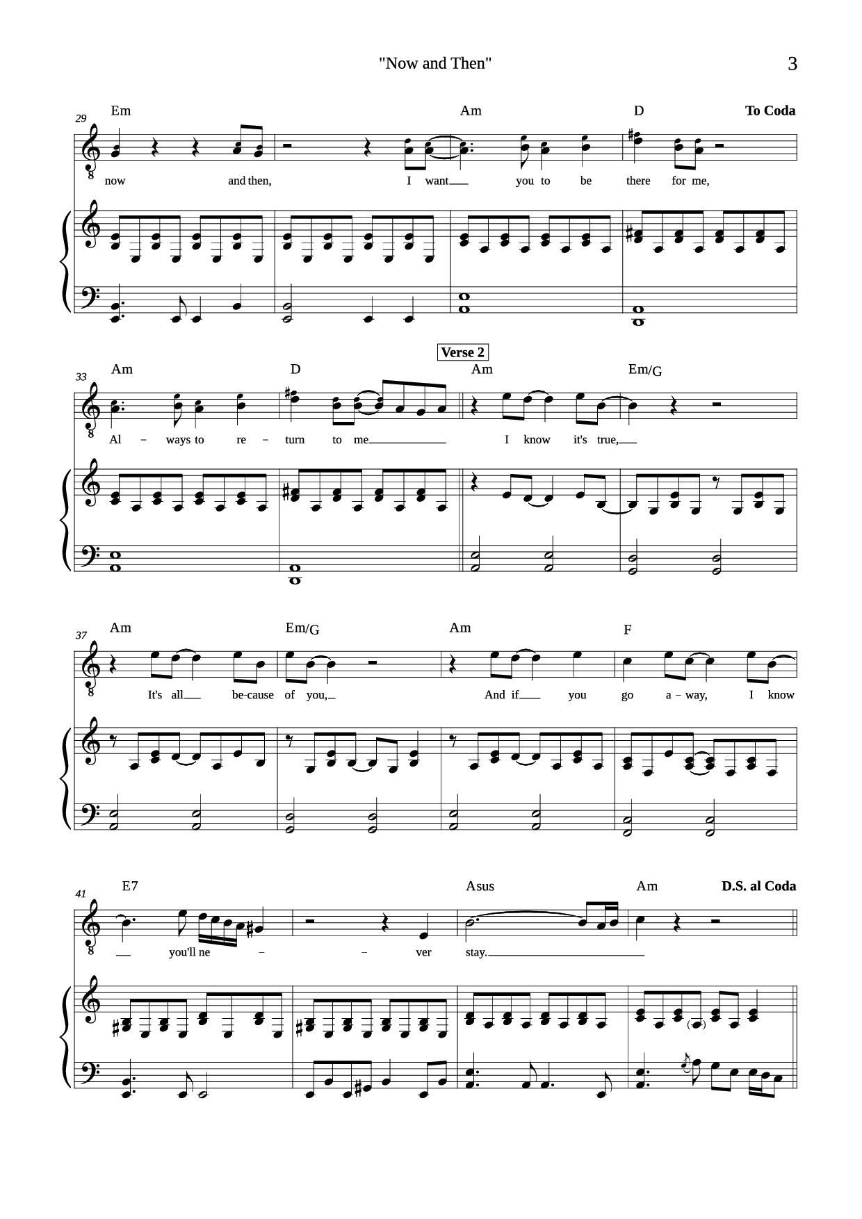 Page 3 of Sheet music PDF Piano Now and Then Piano - Composed by John Lennon, Paul McCartney